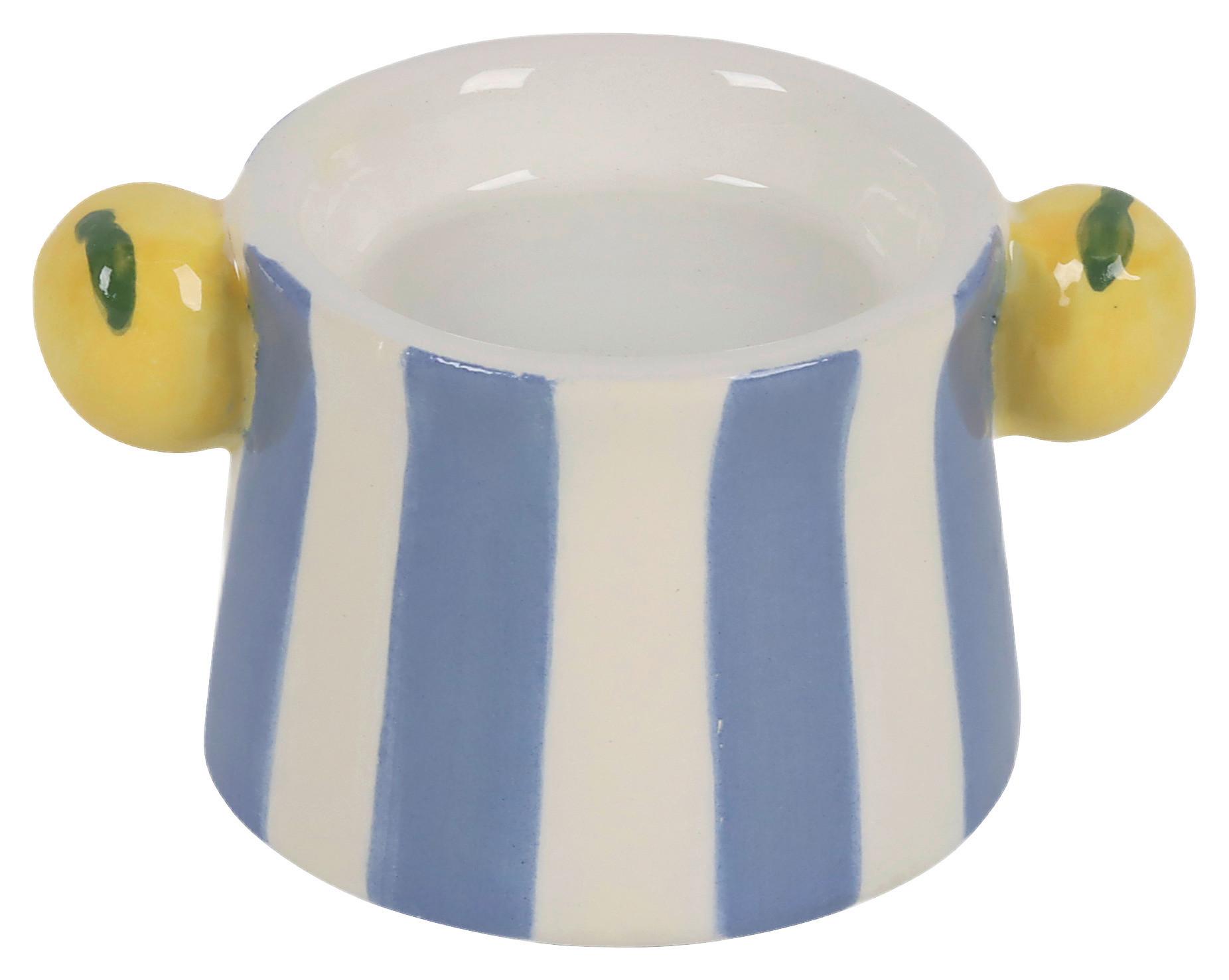 Kerzenhalter Samu Weiß/Hellblau/Hellgelb - Hellgelb/Weiß, Keramik (8,2/4,5/6cm) - Mömax