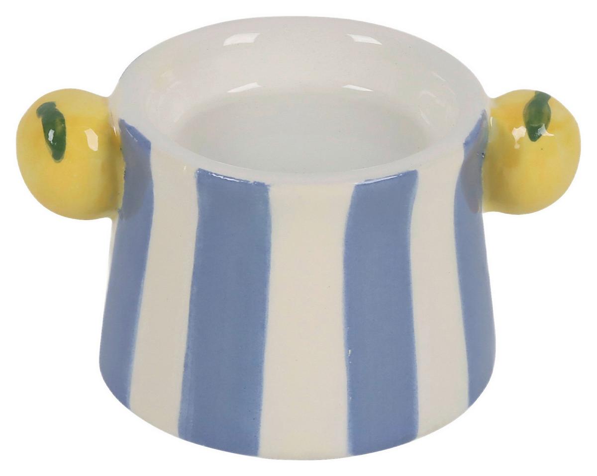 Kerzenhalter Samu Weiß/Hellblau/Hellgelb - Hellgelb/Weiß, Keramik (8,2/4,5/6cm) - Mömax