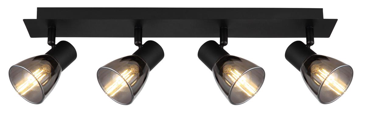 Strahler Claude in Schwarz max. 40 Watt - Schwarz, Design, Glas/Metall (50/7/15,5cm) - Globo