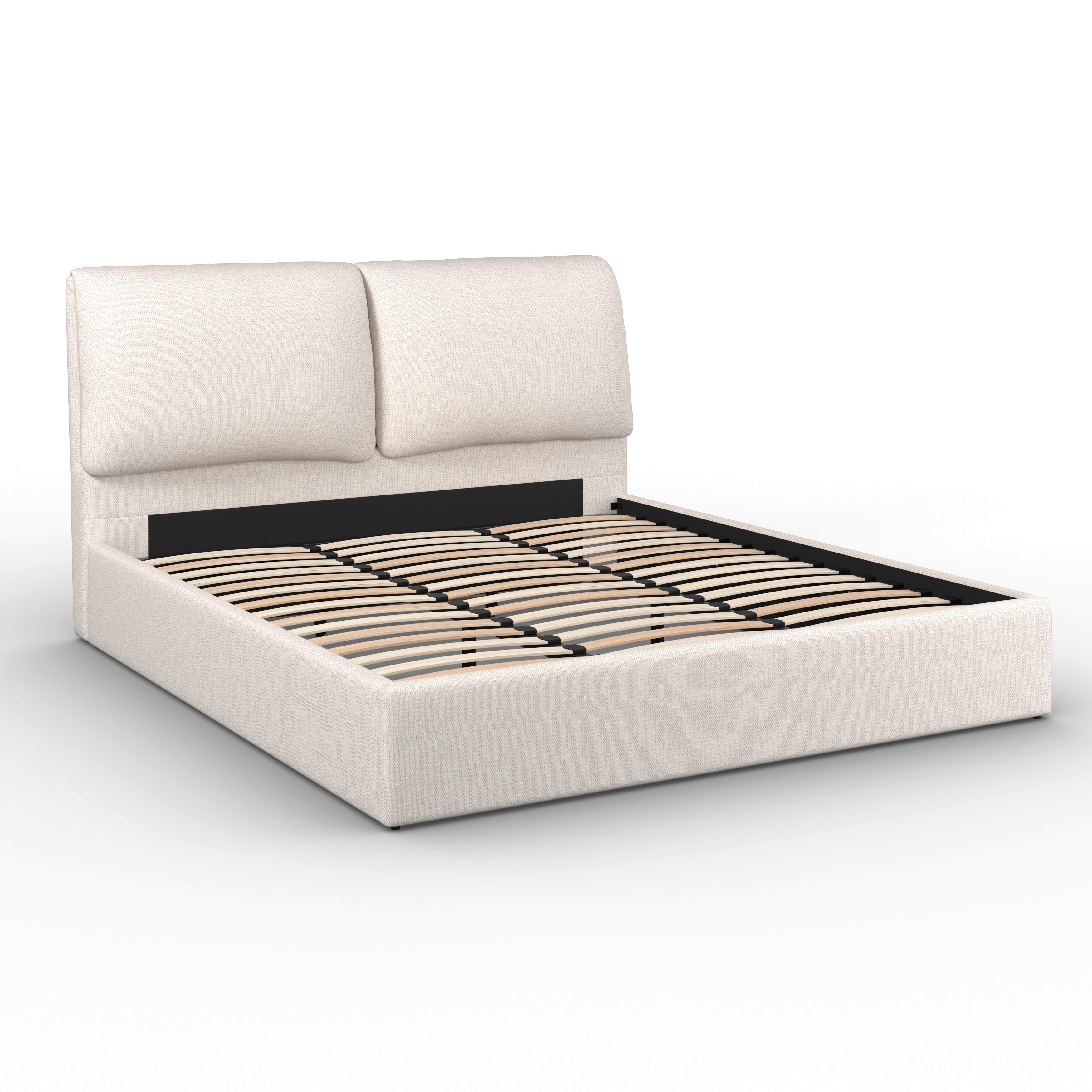 STOPPAD SÄNG PERLA - beige/svart, Modern, trä/textil (180/200cm) - Bessagi Home