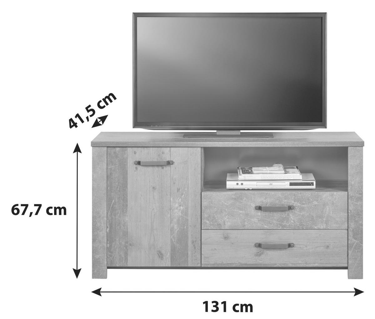 Tv Komoda Ontario - boje hrasta/tamno siva, Trend, drvni materijal/plastika (131/67,7/41,5cm) - Modern Living