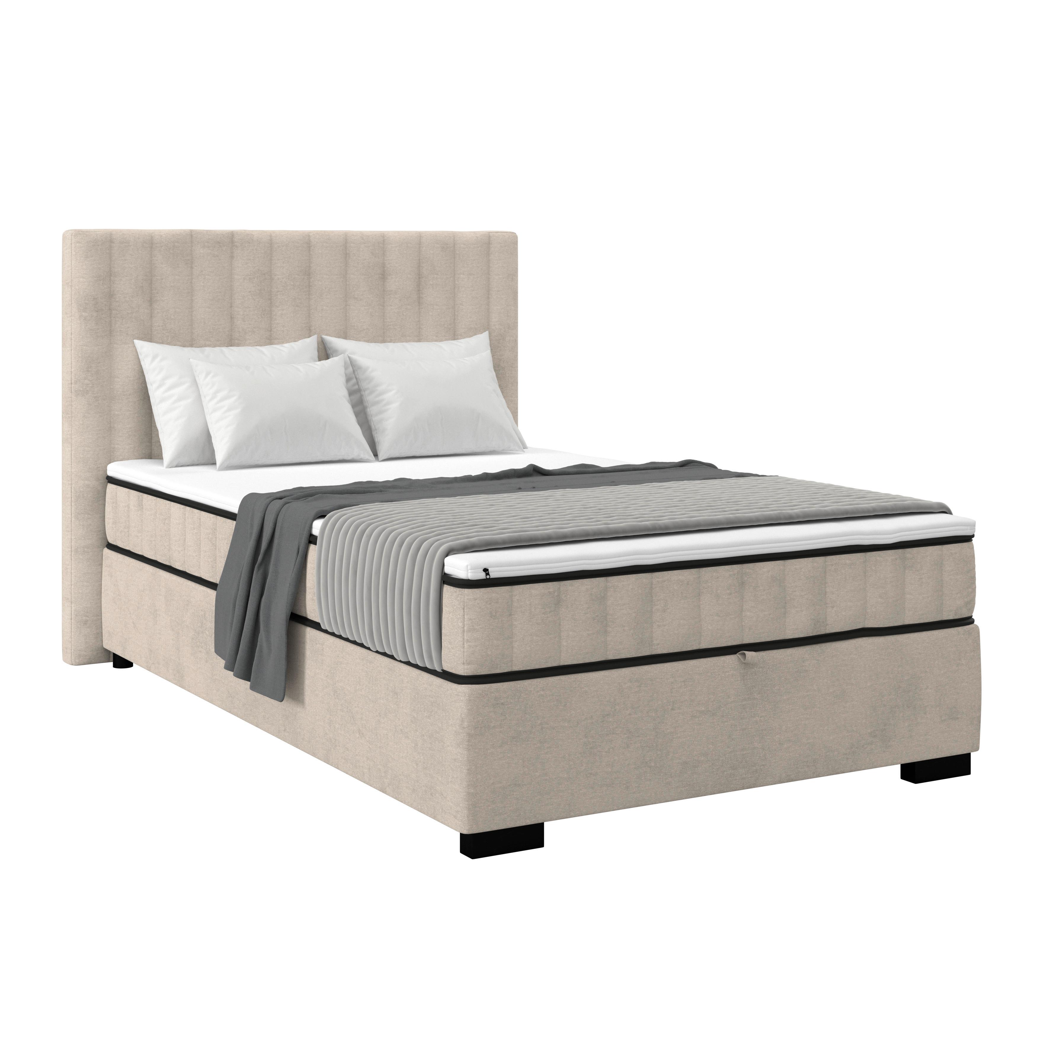 Box Krevet Maya C - boje pijeska/crna, Moderno, drvni materijal/drvo (120/200cm) - Modern Living