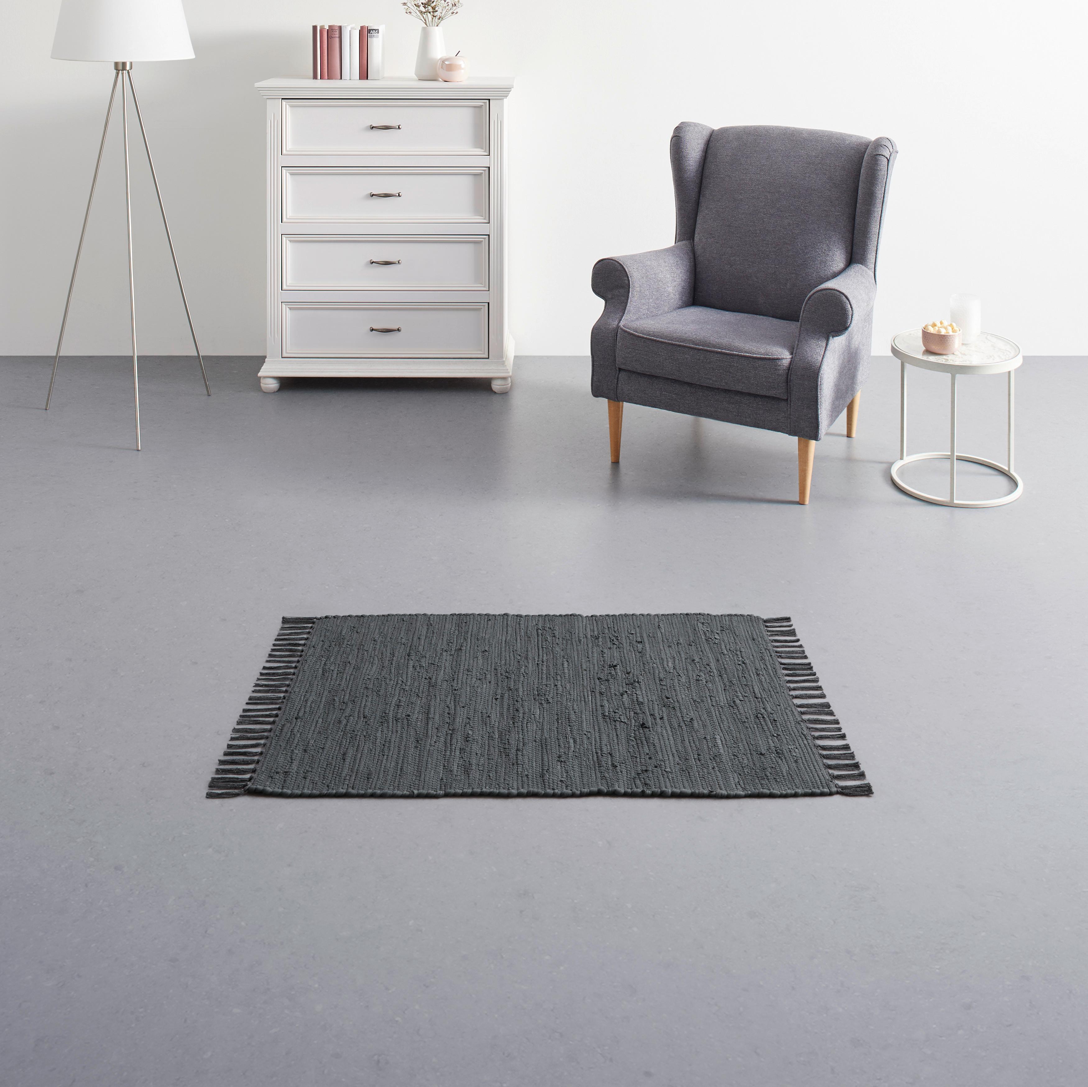 Fleckerlteppich Julia 1 in Dunkelgrau ca. 60x90cm - Dunkelgrau, ROMANTIK / LANDHAUS, Textil (60/90cm) - Modern Living