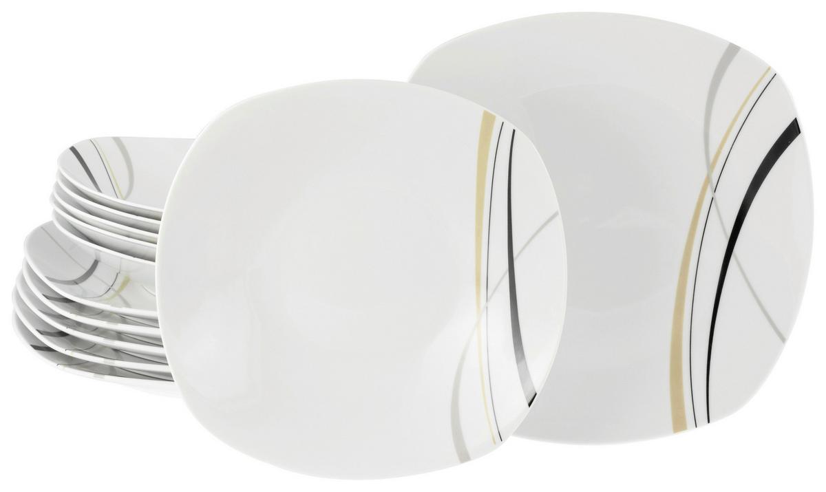 Jedilni Servis Square City Line, 12-Delni - bela, Trend, keramika - Creatable