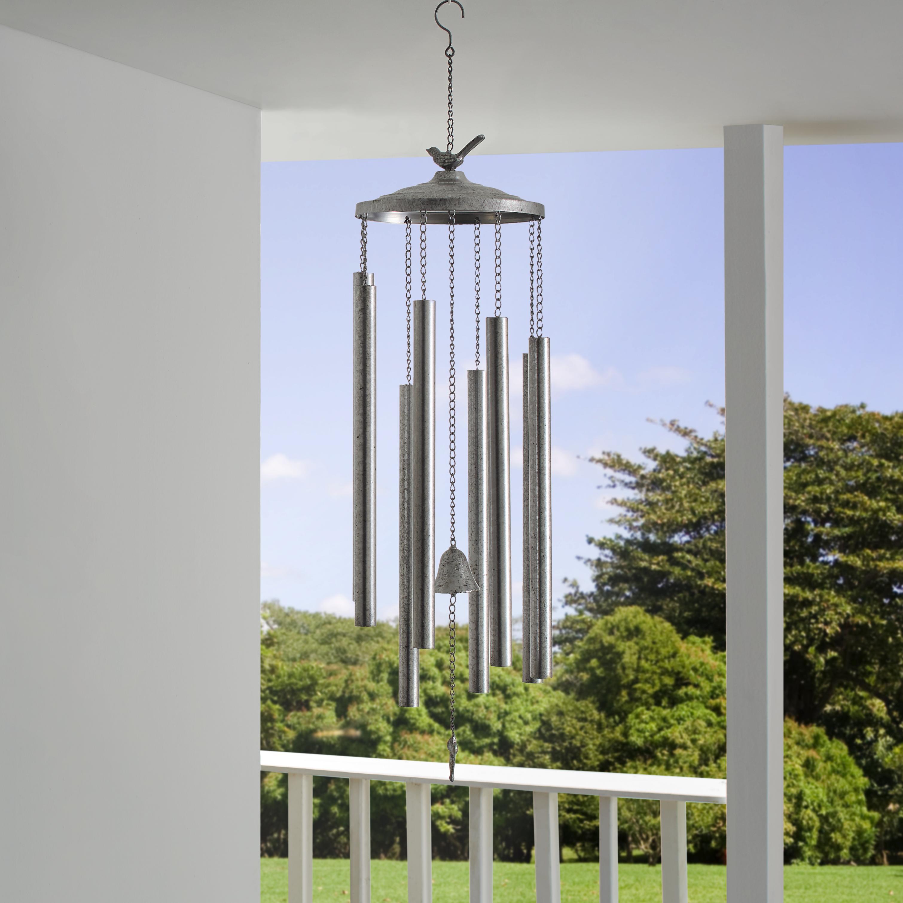 Windspiel in Silberfarben H ca.119cm ''Kieron'' - Silberfarben, MODERN, Metall (30,5/119cm) - Bessagi Garden