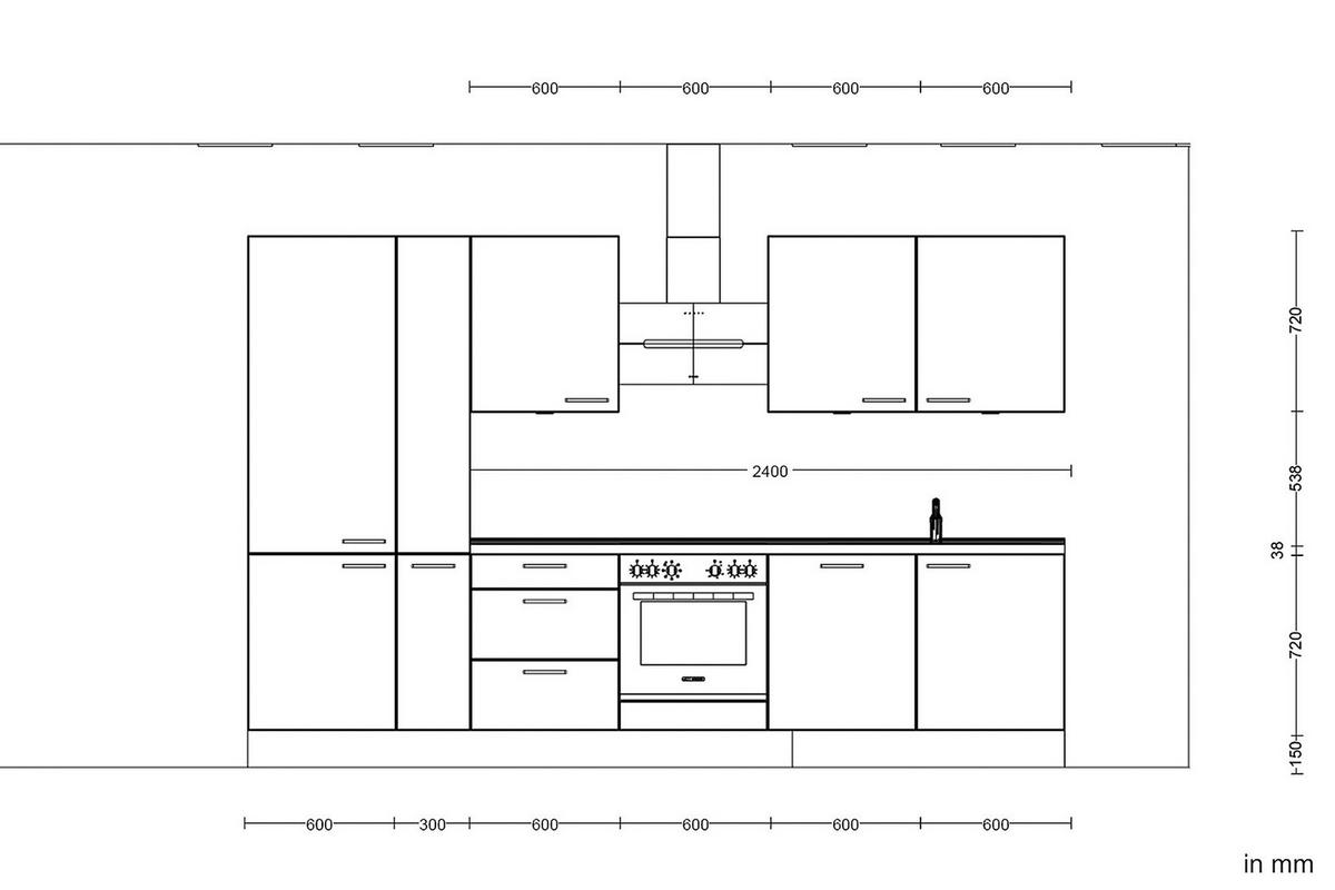 Küchenleerblock Riva High o. Geräte Schieferfarben - Schieferfarben/Edelstahlfarben, MODERN, Holzwerkstoff/Metall (330cm) - Nobilia