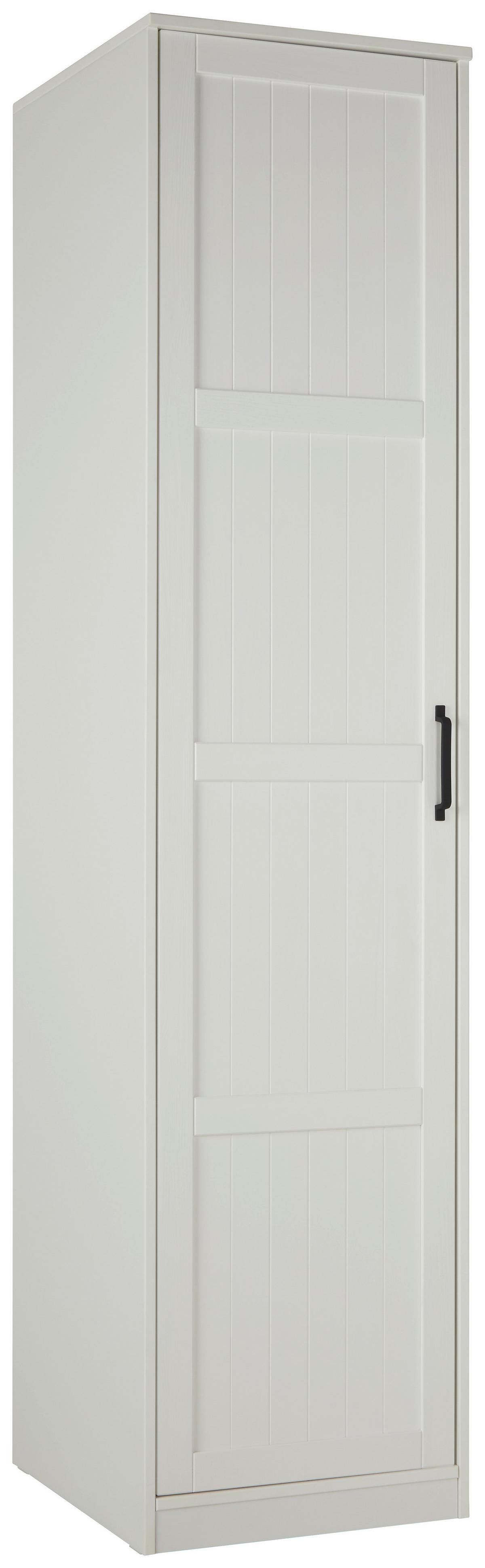 Drehtürenschrank aus Kiefer teilmassiv in Weiss - Weiss/Schwarz, Romantik / Landhaus, Holz/Kunststoff (52/220/60cm) - Mömax