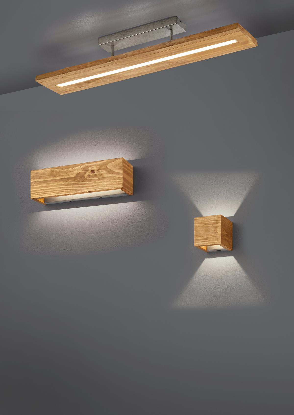 KINKIET LED 223710130 BRAD - kolor niklowy, Natur, metal/drewno (11/11/11cm) - Trio Leuchten