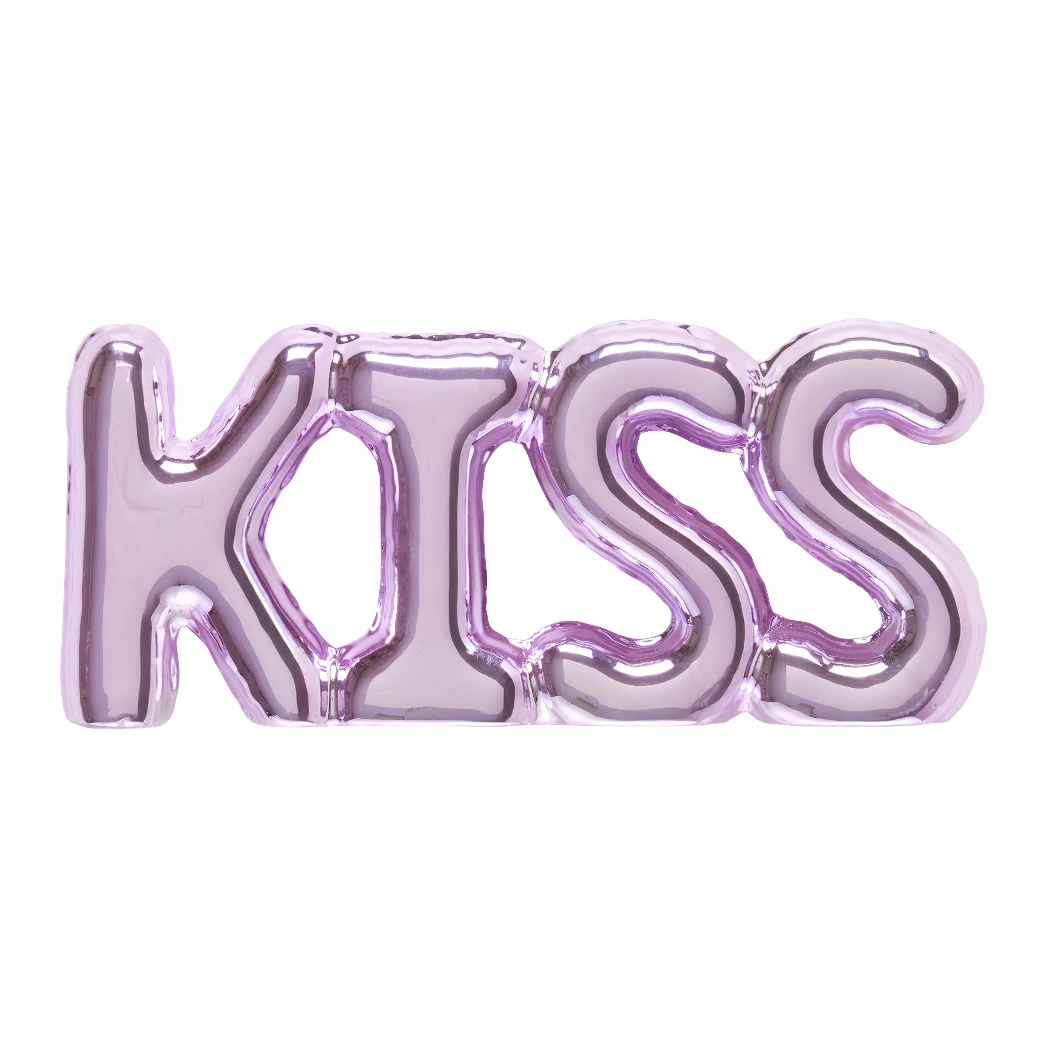 Dekoschriftzug Kiss Pink - Pink, MODERN, Keramik (24/2,5/10,5cm) - Mömax