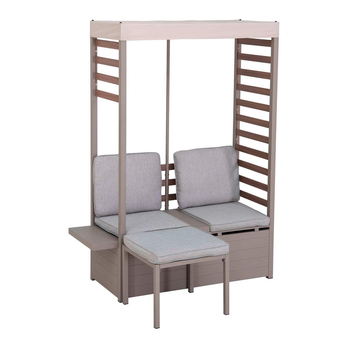 Loungegarnitur Gartensofa Faro Grau/Beige - Beige/Grau, Basics, Textil/Metall (146/191/56,5cm) - Modante