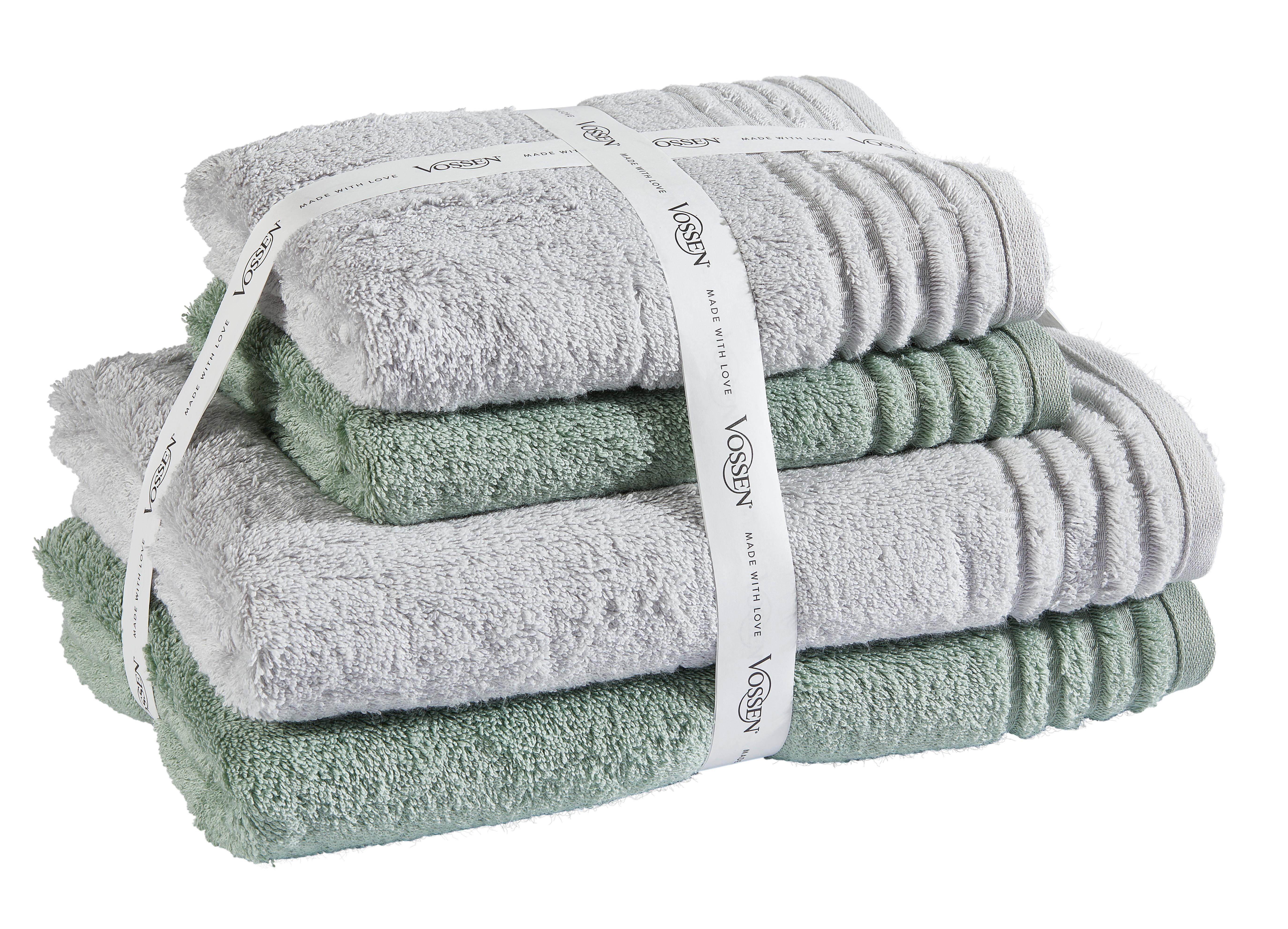 ZESTAW RĘCZNIKÓW FROTTE SET VIENNA STYLE - zielony/jasnoszary, Basics, tkanina - Vossen