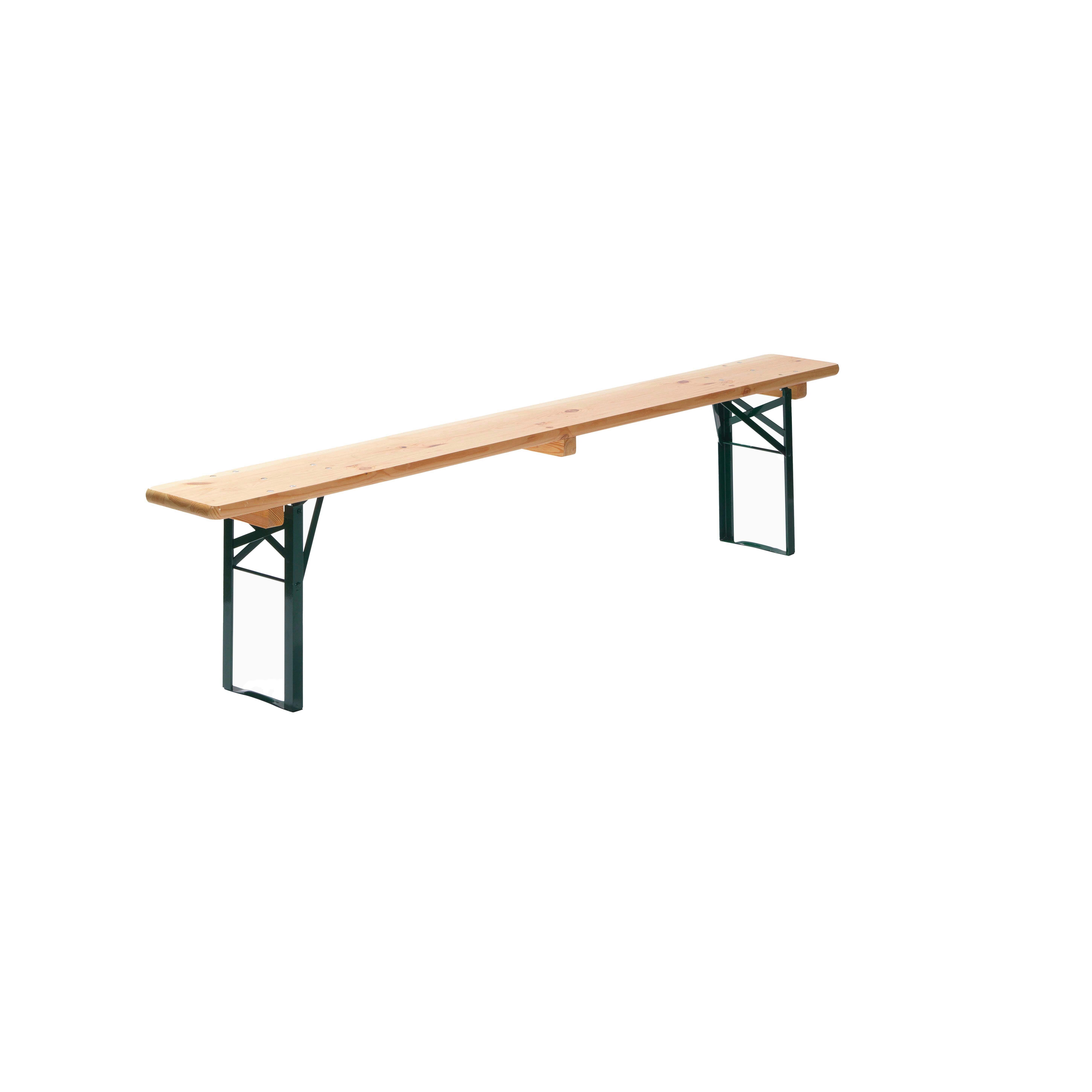 Bierbank Holz/Metall klappbar - Fichtefarben/Grün, Basics, Holz/Metall (220/48/25cm) - Gardenson