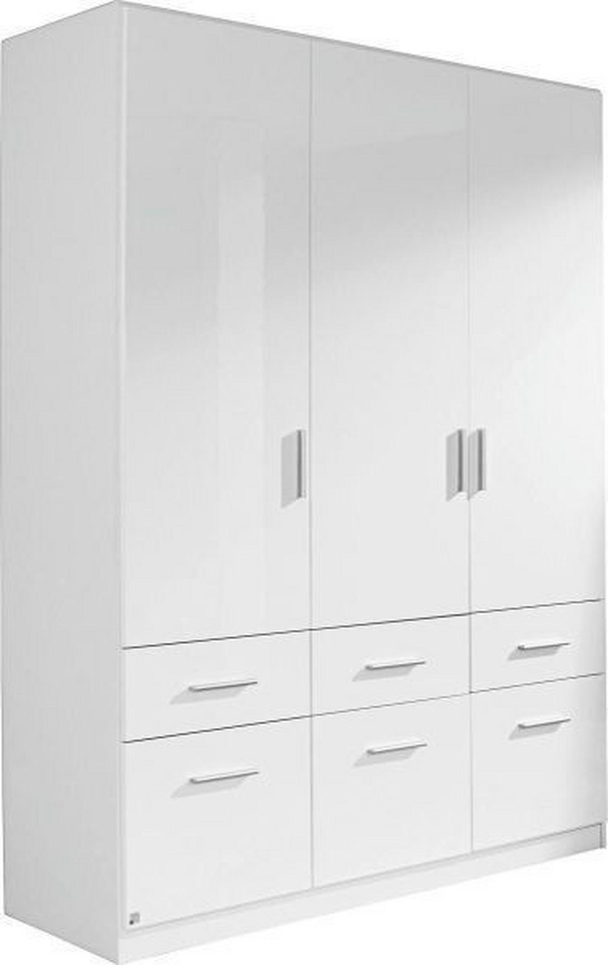 Dulap de haine Celle - alb/alb lucios intens, Modern, lemn (136/197/54cm)