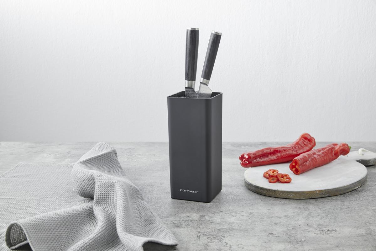 Messerblock Square aus Kunststoff in Schwarz - Schwarz, Design, Kunststoff (22,8/10,7/10,7cm) - Echtwerk