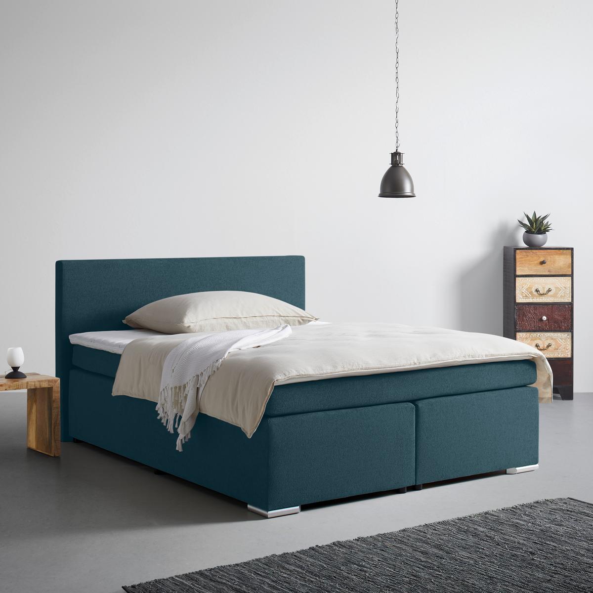 BOXSPRINGBETT MIRA 2 -EXKLUSIV- -BASED- - Dunkelblau, Modern, Holz/Kunststoff (160/200cm) - Based