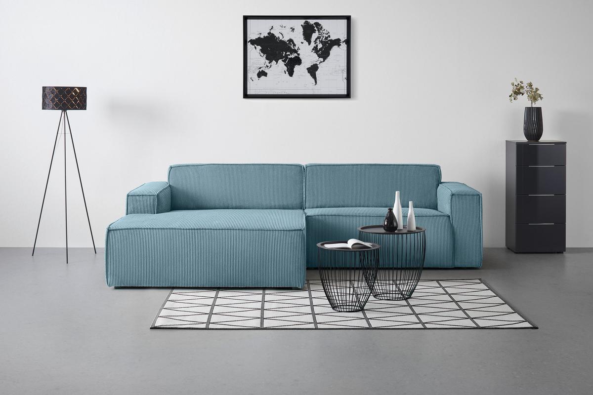 Wohnlandschaft Loft in Türkis - Türkis/Schwarz, MODERN, Kunststoff/Textil (172/75/265cm) - Mömax