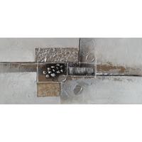 OBRAZ OLEJNY BD18B275B-2A - kolor srebrny/czarny, Design, metal/drewno (120/55/3cm) - Monee