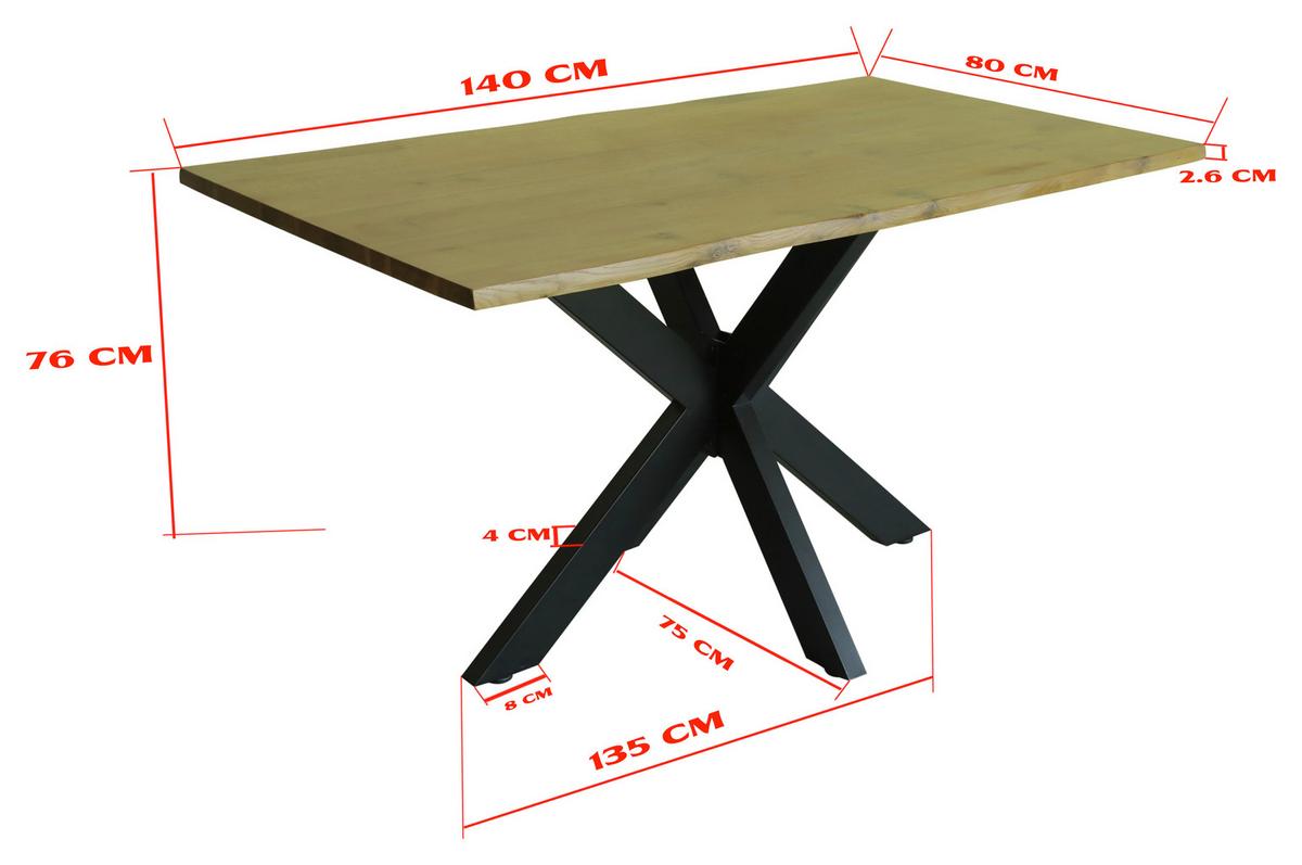 STÓŁ DO JADALNI SPEED - kolor dębowy/czarny, Lifestyle, metal/drewno (140/80/76cm) - Linea Natura