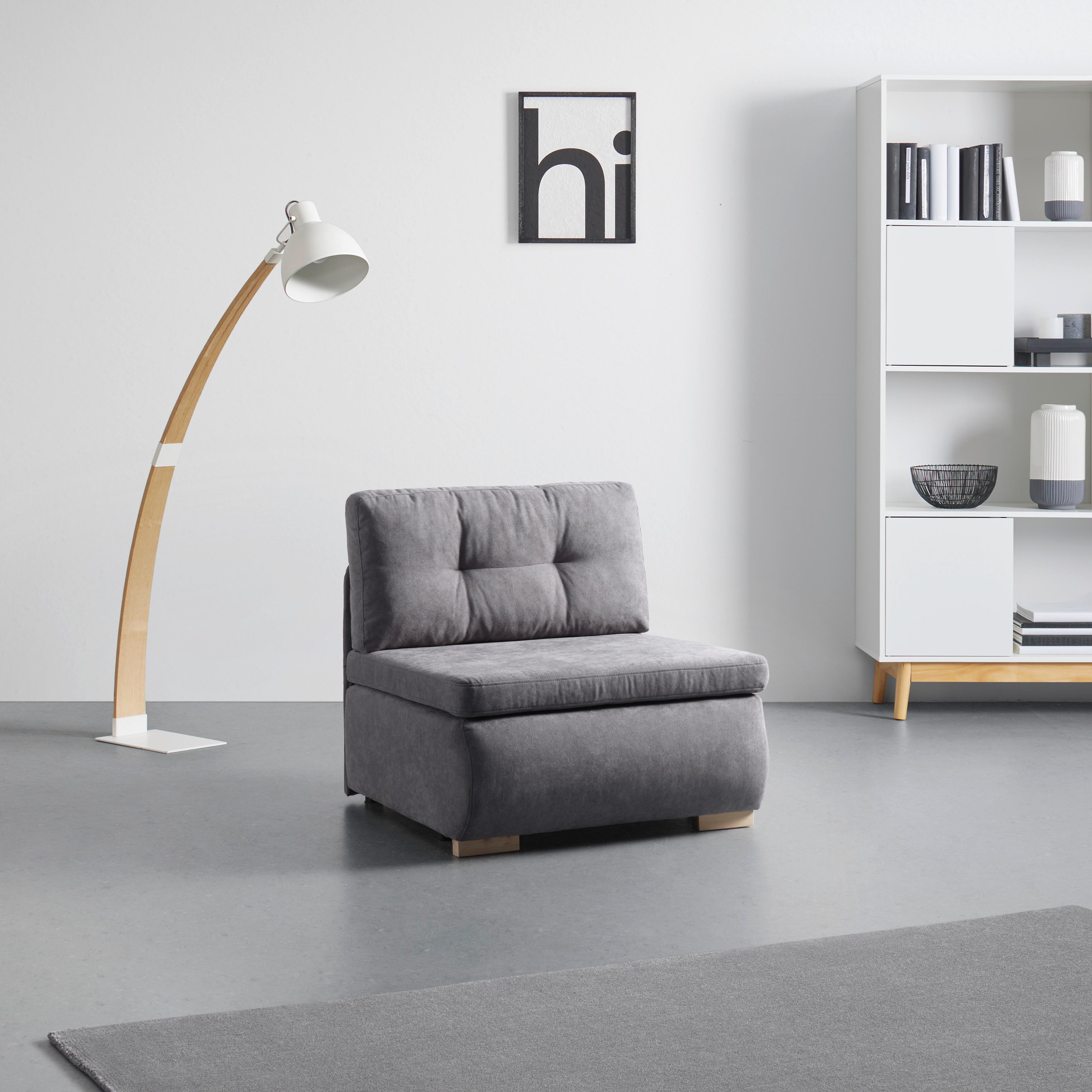 Schlafsessel Modena in Grau - Schwarz/Naturfarben, Kunststoff/Textil (89/88/90cm) - Mömax