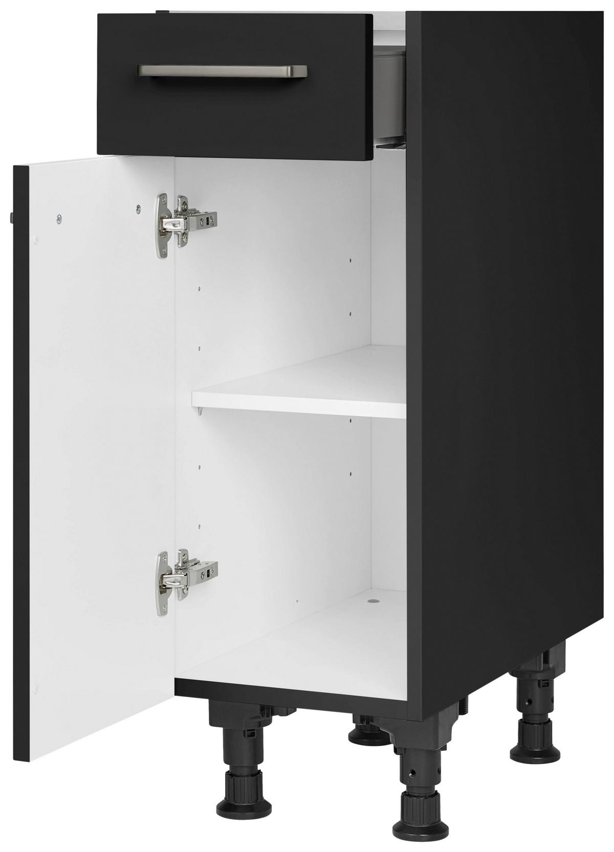 Schubkastenunterschrank Touch Schwarz - Edelstahlfarben/Schwarz, MODERN, Holzwerkstoff/Metall (30/87/56cm) - Nobilia