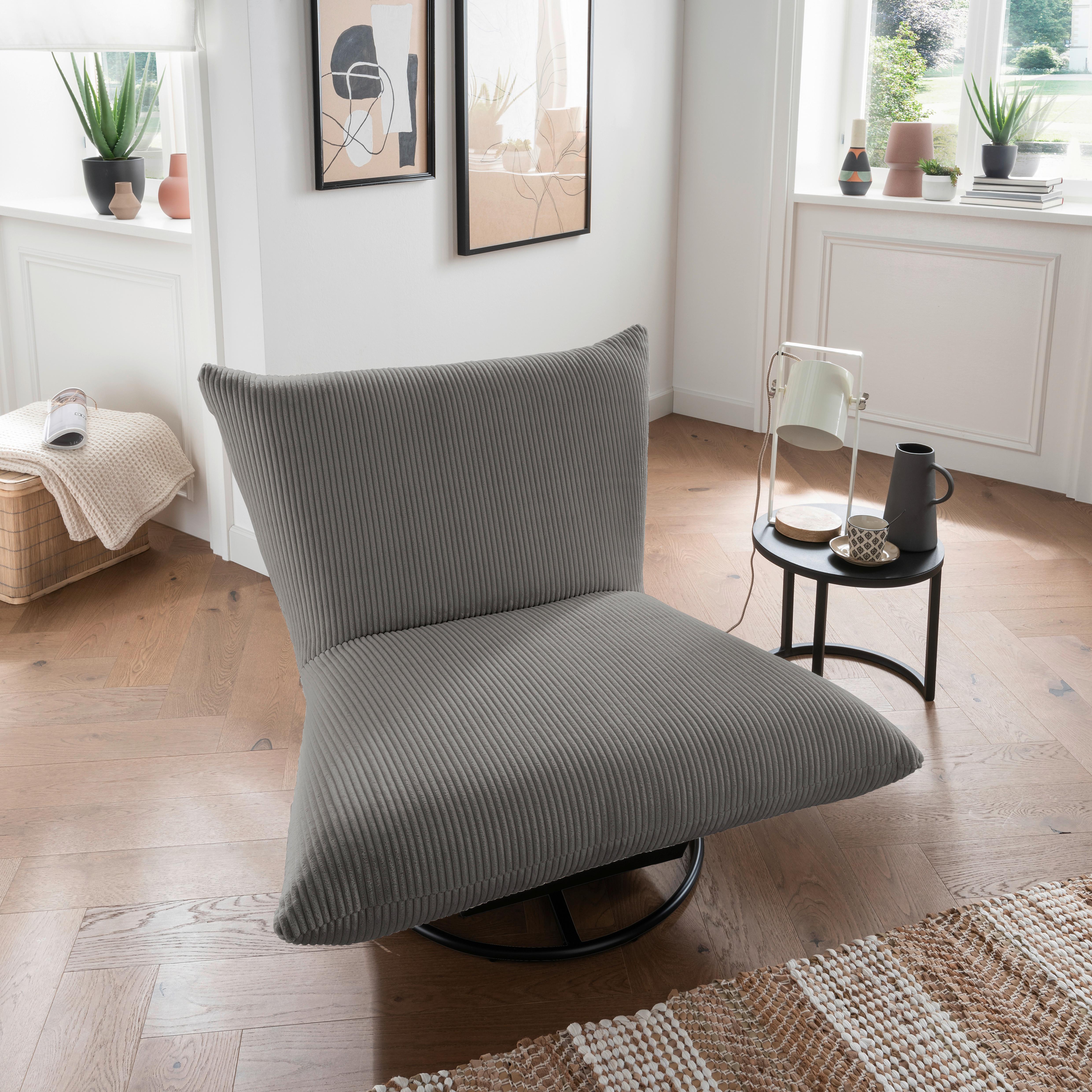 Relaxsessel Cremona Grau - Schwarz/Grau, Design, Textil/Metall (100/78/96cm) - Livetastic