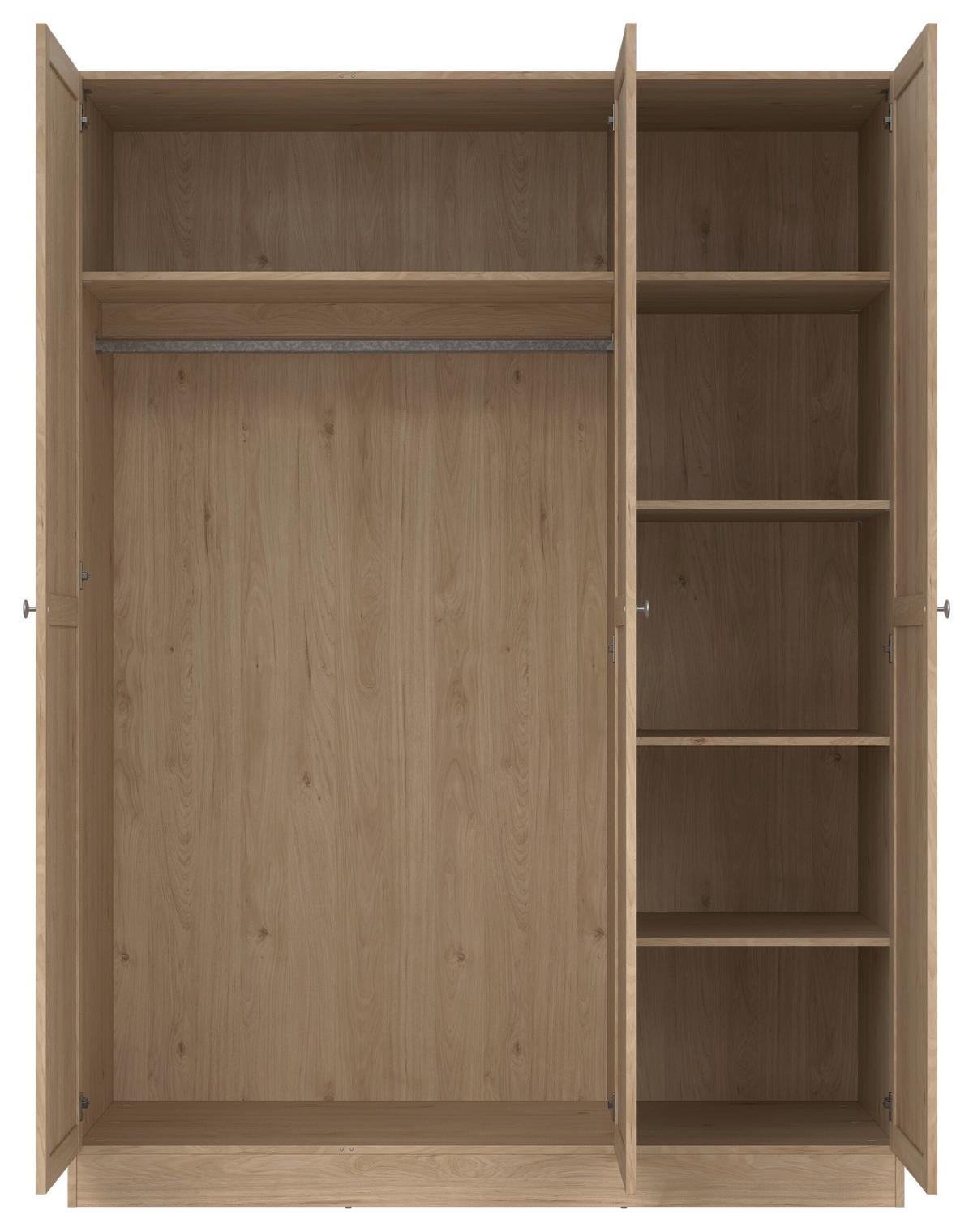 Omara S Klasičnimi Vrati Billund, Barva Hrasta - srebrne barve/barve hrasta, Moderno, kovina/leseni material (147/200/61,7cm) - MID.YOU