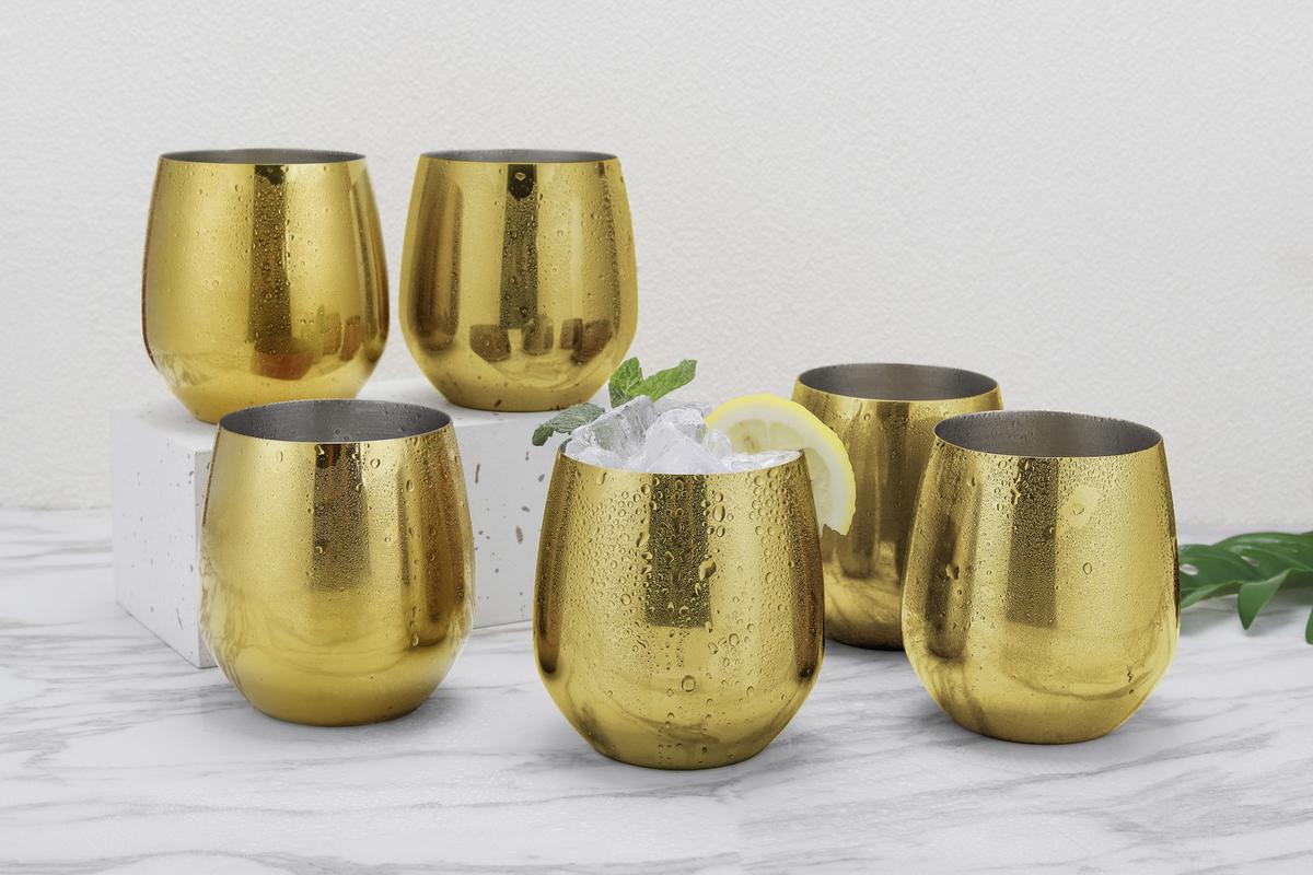 Set Kozarcev Water, 6-Delni - zlate barve, Trend, kovina (9,6cm) - Echtwerk