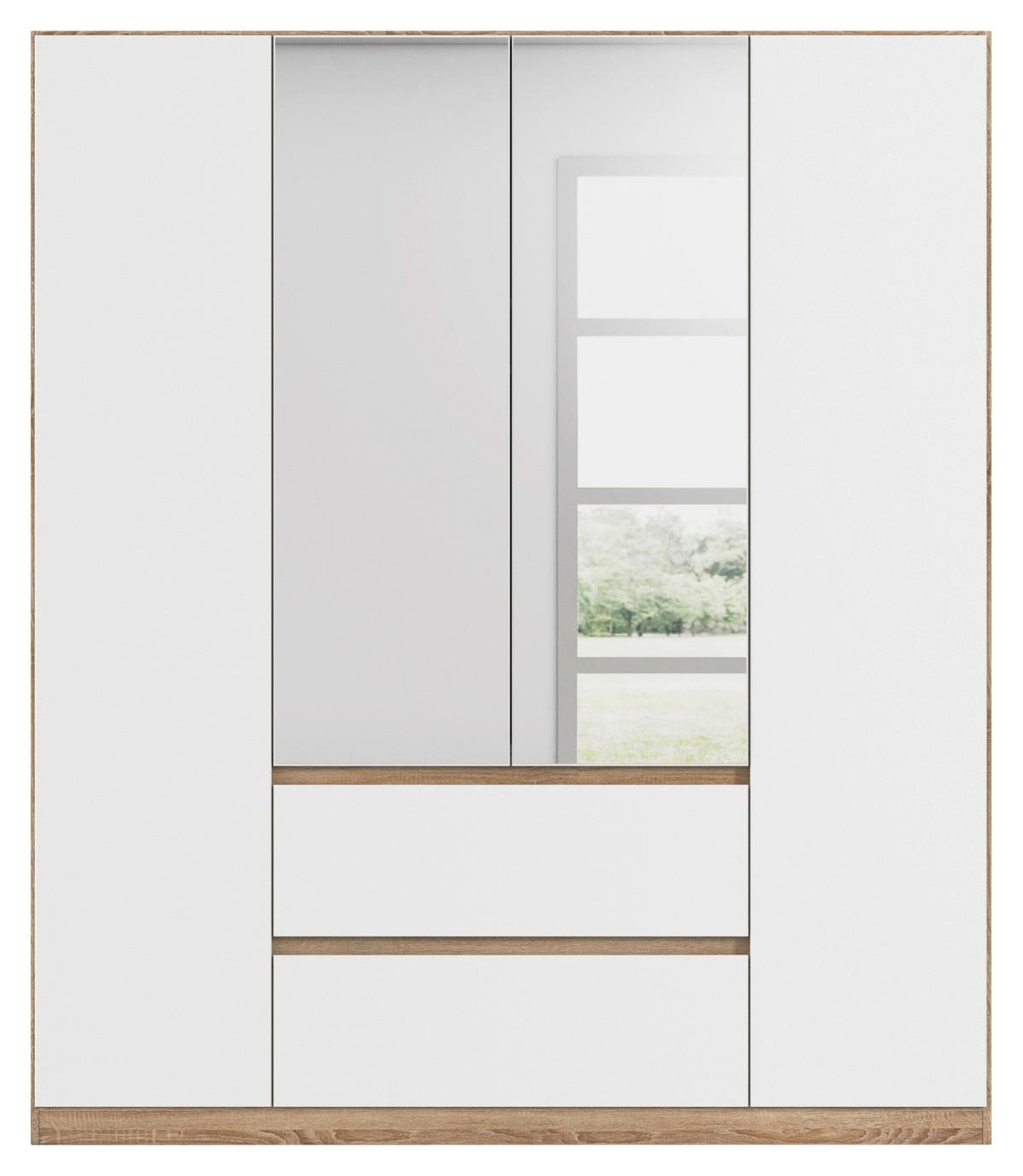 DULAP  USI ROTATIVE MAINZ - alb/culoare lemn stejar, Basics, material pe bază de lemn (181/210/54cm) - Modern Living