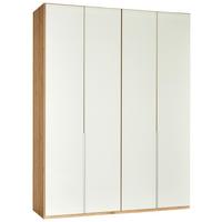 Drehtürenschrank in Weiß aus Glas - Eichefarben/Alufarben, KONVENTIONELL, Holzwerkstoff/Metall (180/236/58cm) - Premium Living