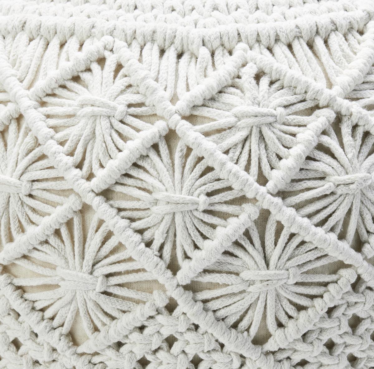 Pouf Julie in Natur ca. 50x35x50cm - Weiß, Textil (50/35/50cm) - Zandiara
