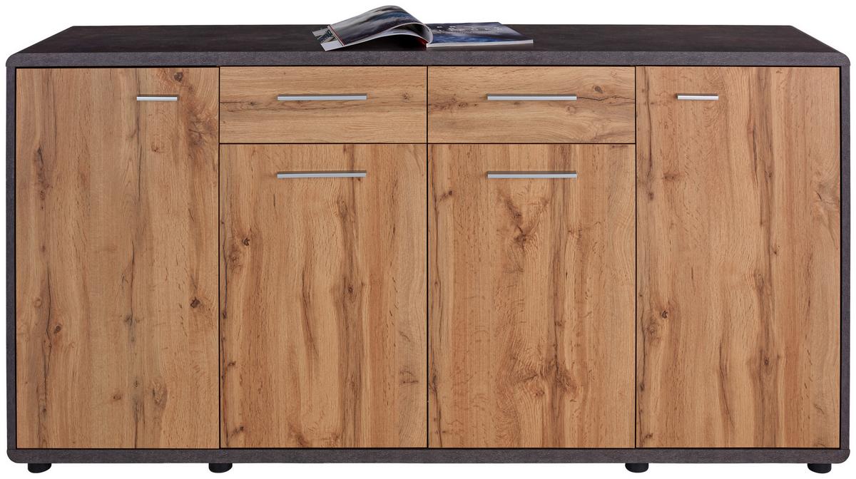 Komoda Fontana New Ftk05 - boje hrasta/tamno siva, Moderno, drvni materijal/plastika (174,4/87,2/40cm) - Modern Living
