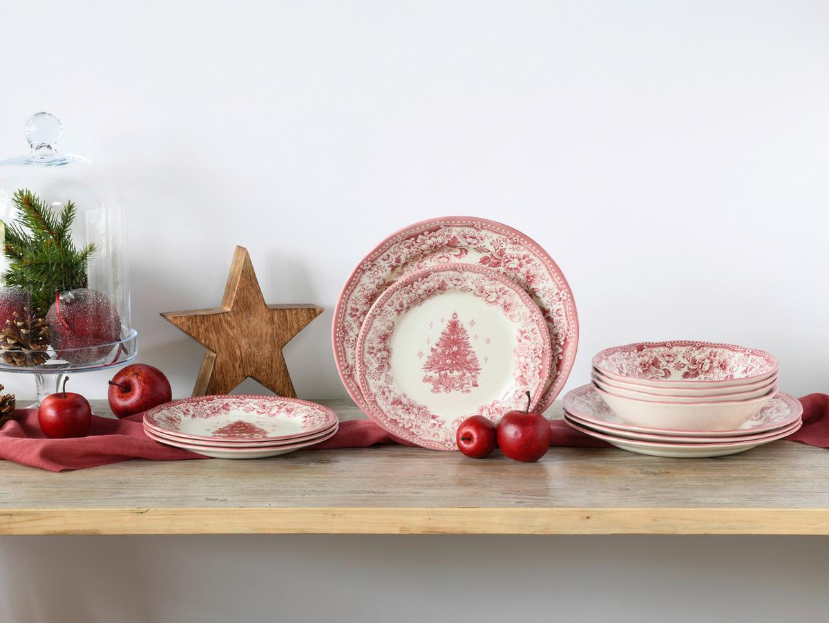 Jedilni Servis Christmas Tree, 12-Delni - rdeča, Basics, keramika - Creatable