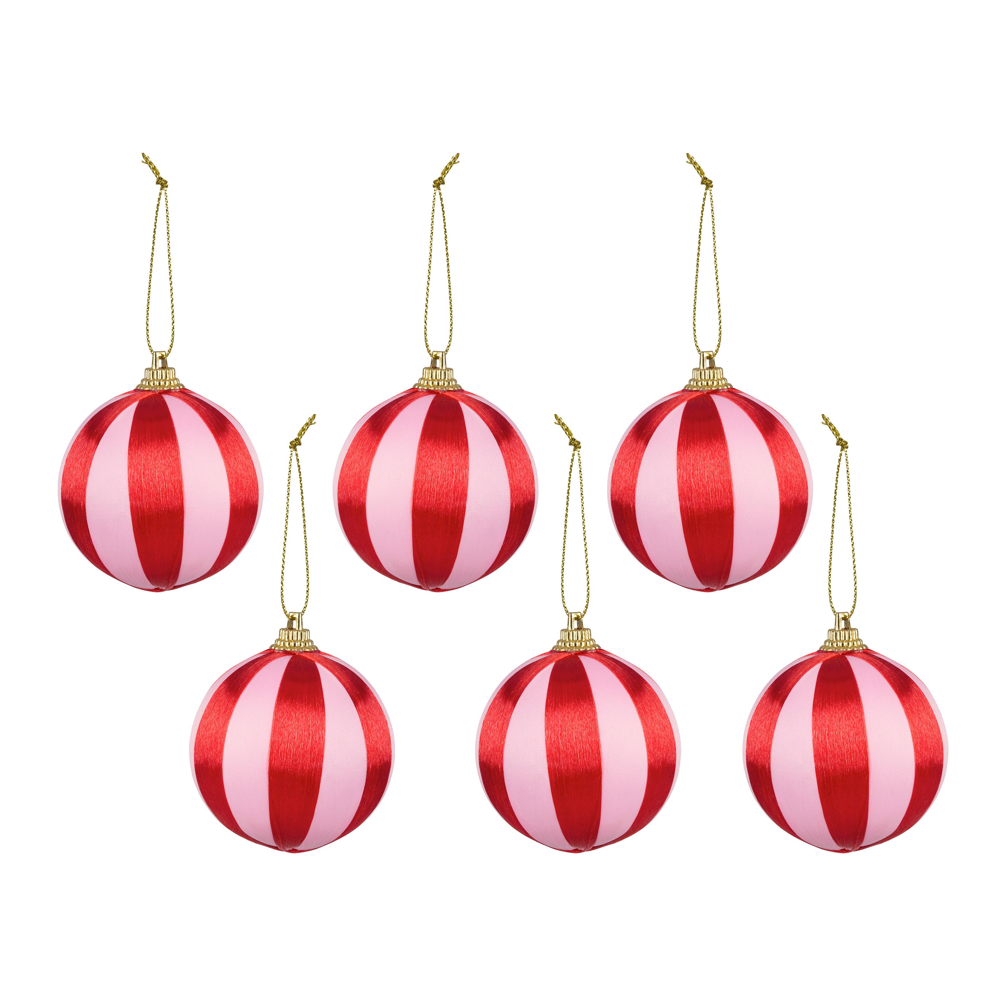 Christbaumkugel-Set Lucia Rot/Hellrosa 6 Stk. - Hellrosa/Rot, Kunststoff (6cm) - Mömax