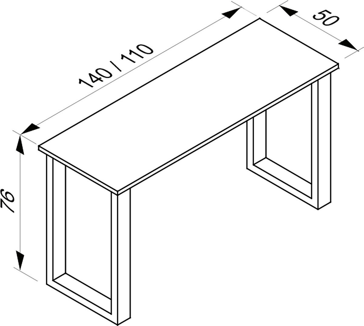 ESSTISCH XONA - Honigeiche/Silberfarben, Basics, Holzwerkstoff/Metall (140/50/76cm) - MID.YOU