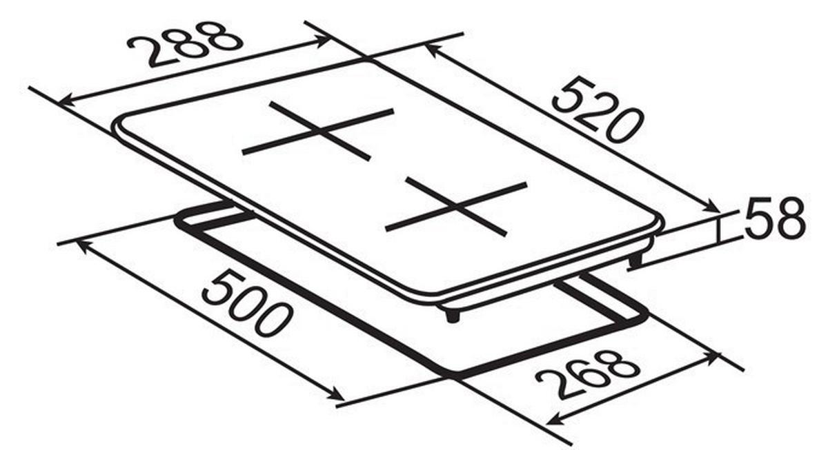 Glaskeramikkochfeld EB-DCF-2X Schwarz - Schwarz, Trend, Glas/Metall (28,8/6,4/52cm) - PKM