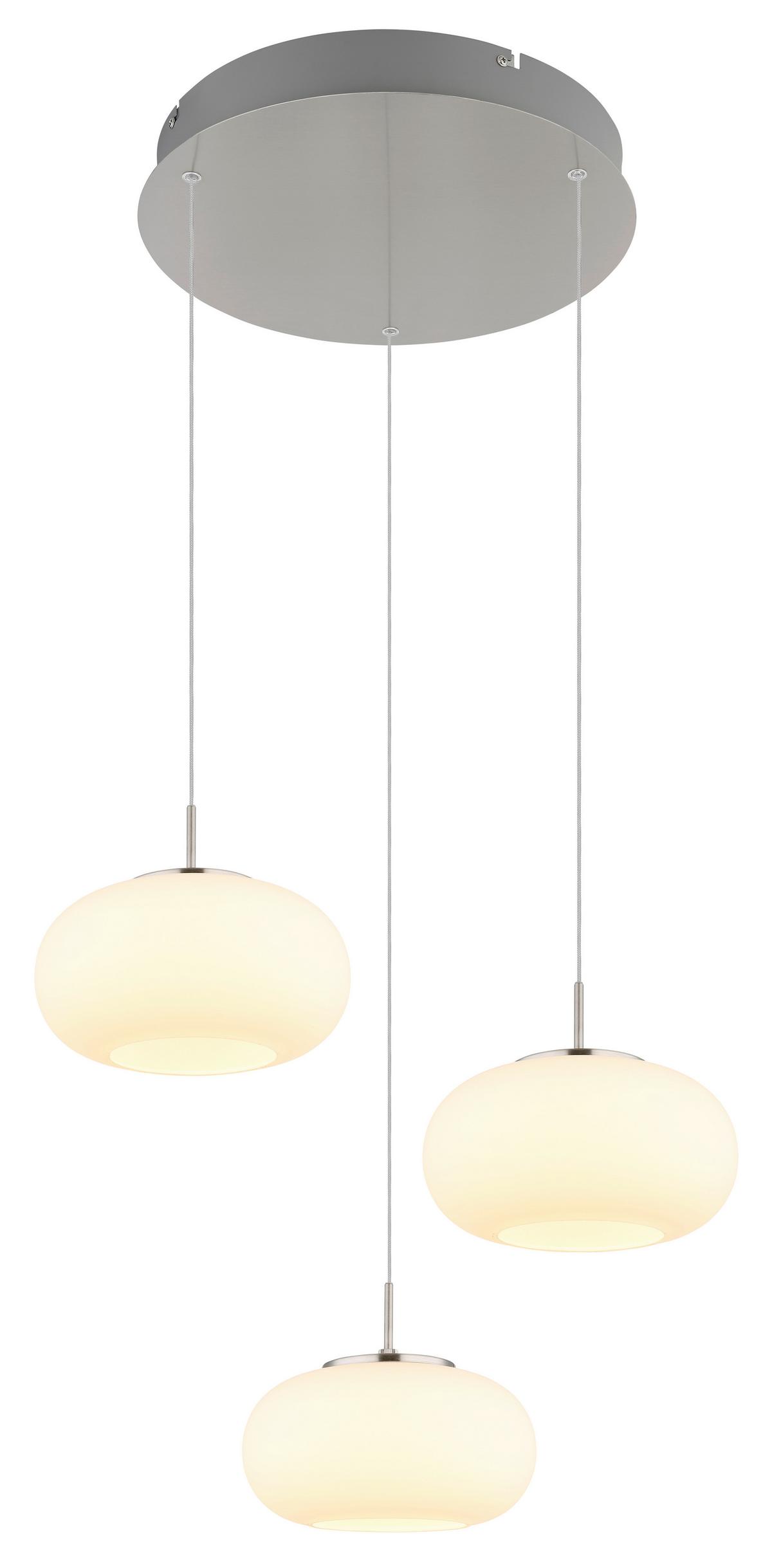 LED-HÄNGELEUCHTE 15744-3HN - Transparent/Opal, Design, Glas/Metall (49/150cm) - Globo