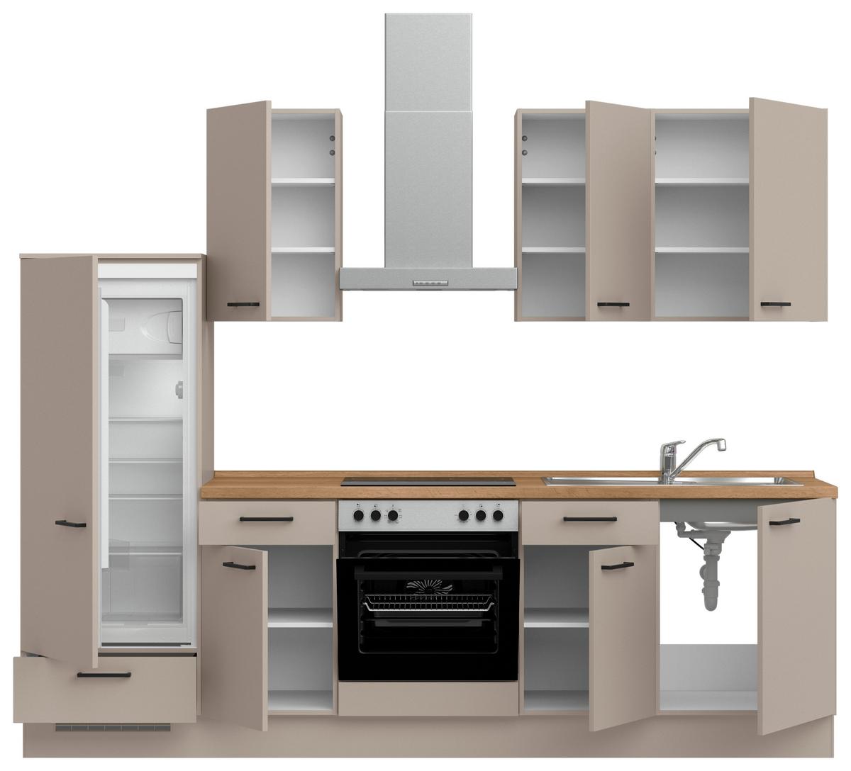 Küchenleerblock Easytouch Low o. Geräte Sandfarben - Sandfarben/Eichefarben, MODERN, Holzwerkstoff/Metall (270cm) - Nobilia