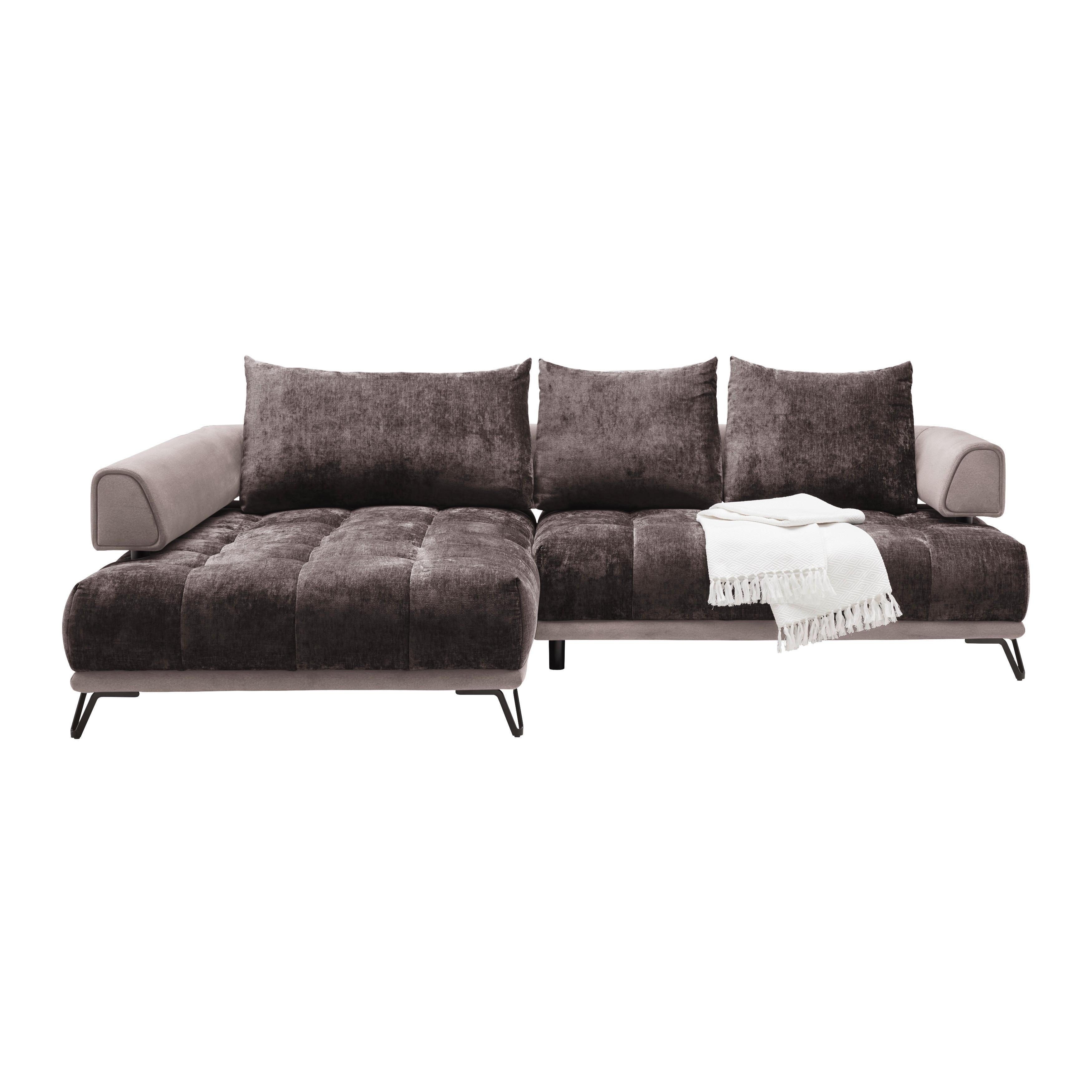Ecksofa Morgan Taupe - Taupe/Schwarz, MODERN, Textil/Metall (184/67-87/262cm) - Mömax