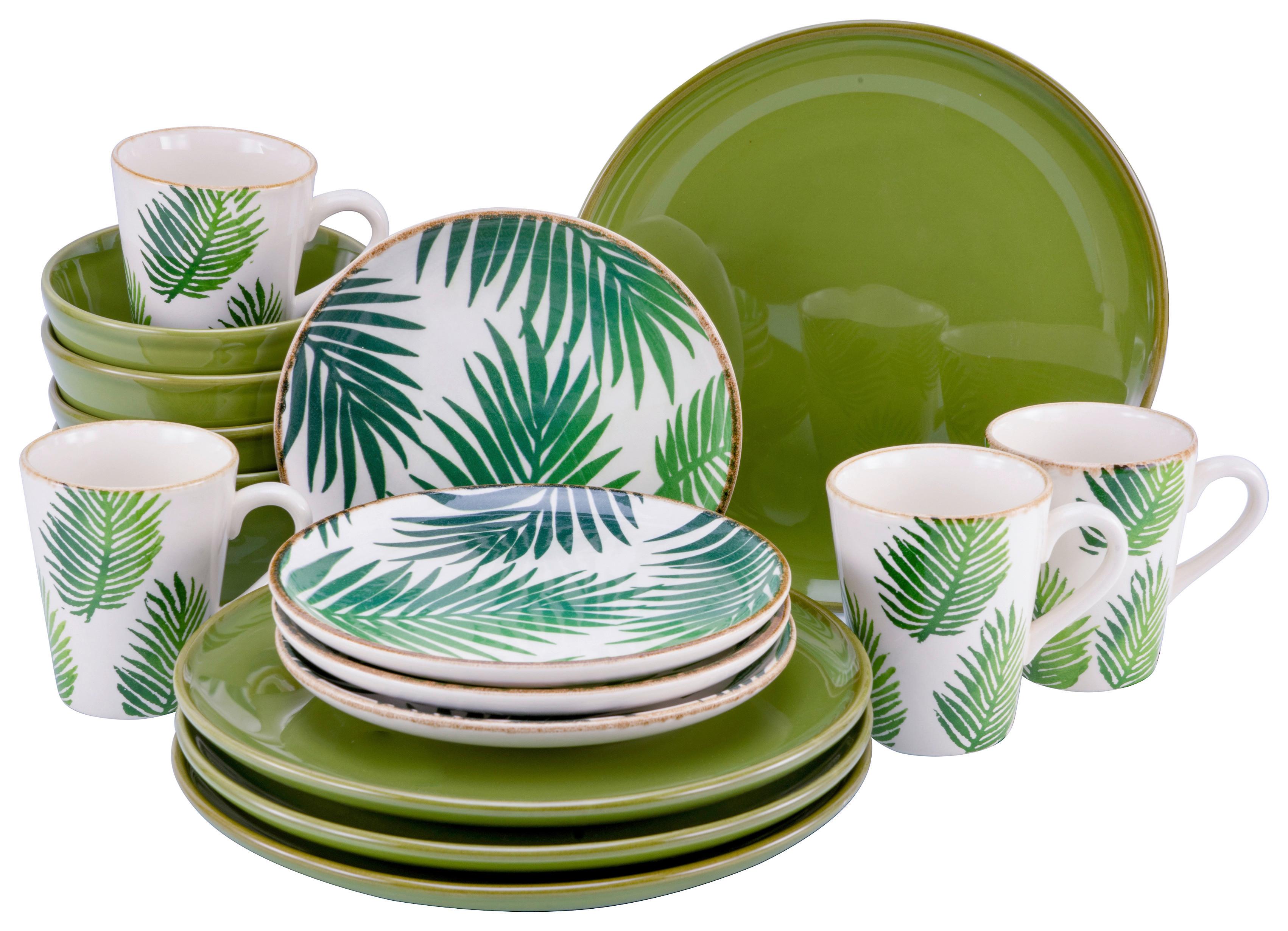 Kombiservice Ibiza Olivgrün/Weiss, 16-teilig - Keramik (43,5/26,5/40cm) - Creatable