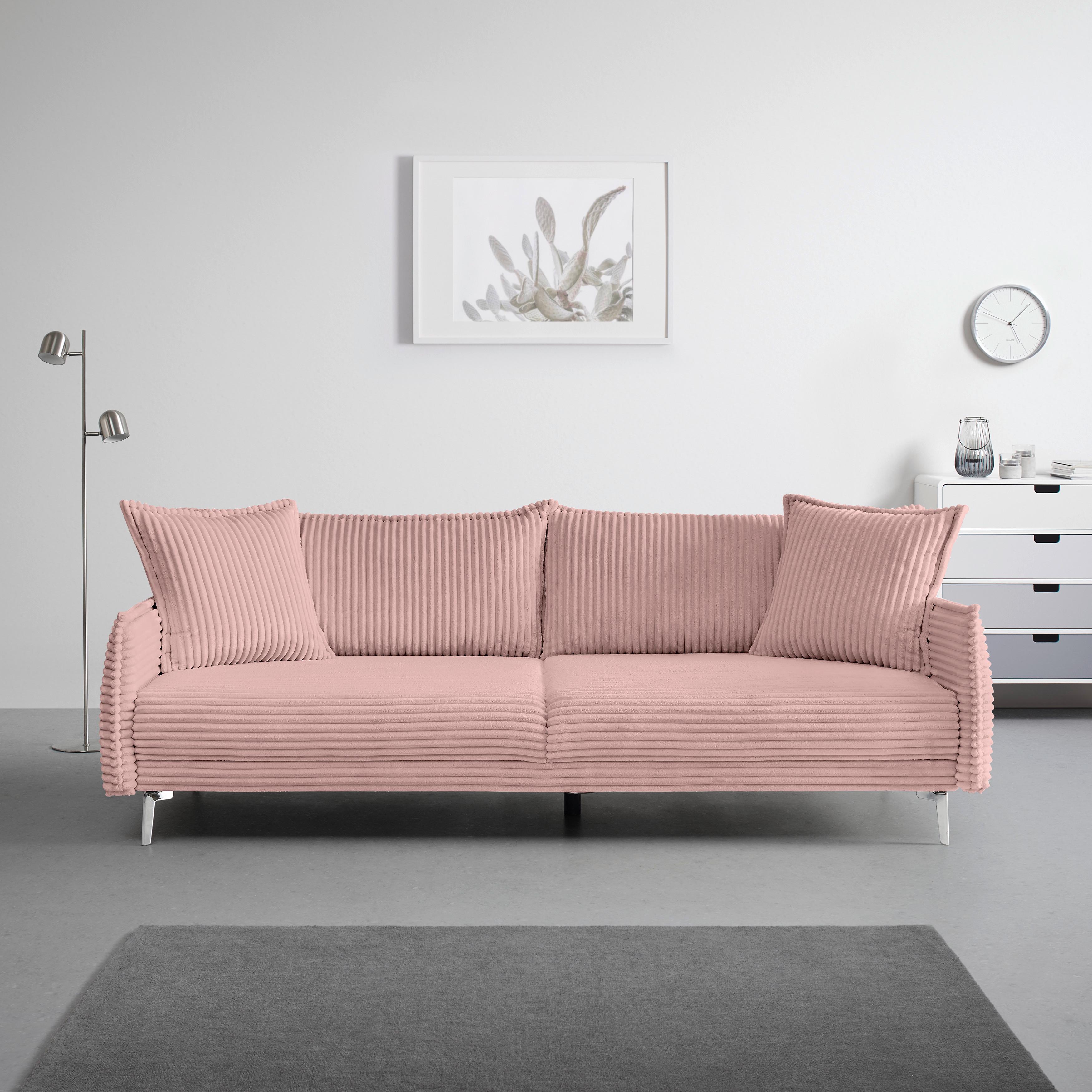 Bigsofa Kiss Altrosa - Chromfarben/Altrosa, MODERN, Holz/Metall (241/90/117cm) - Mömax