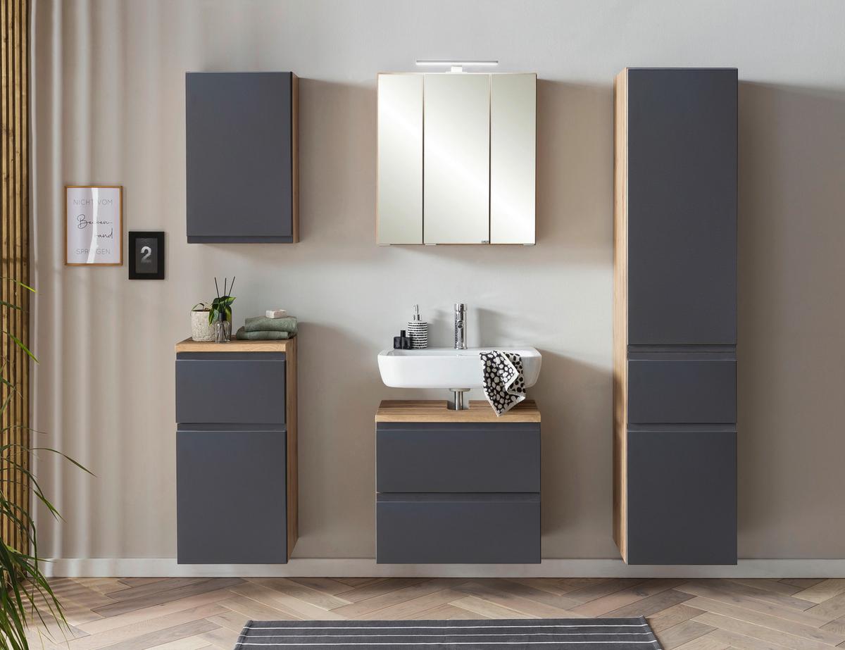 Hochschrank Varese ca. 40x180 cm Grau/Eiche - Eiche Wotan/Grau, MODERN, Holzwerkstoff (40/180/35cm) - Held