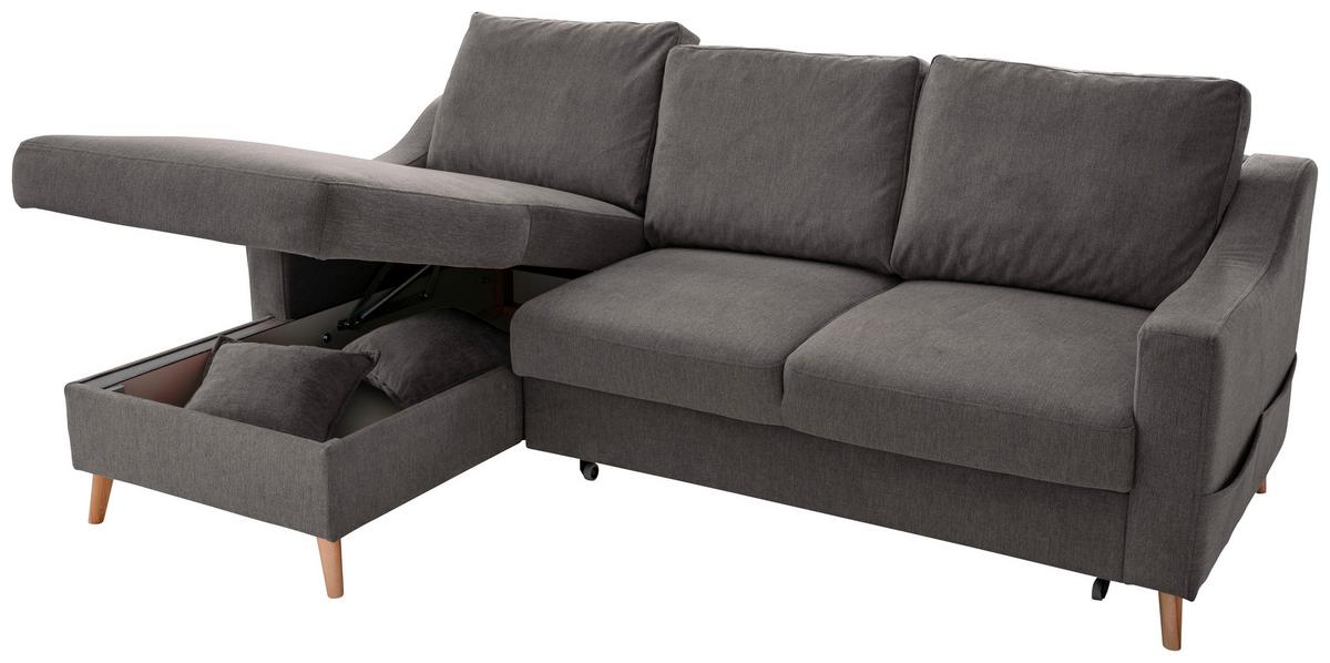 Wohnlandschaft Valentina Anthrazit Struktur - Anthrazit/Naturfarben, KONVENTIONELL, Holz/Textil (150/228cm) - P & B