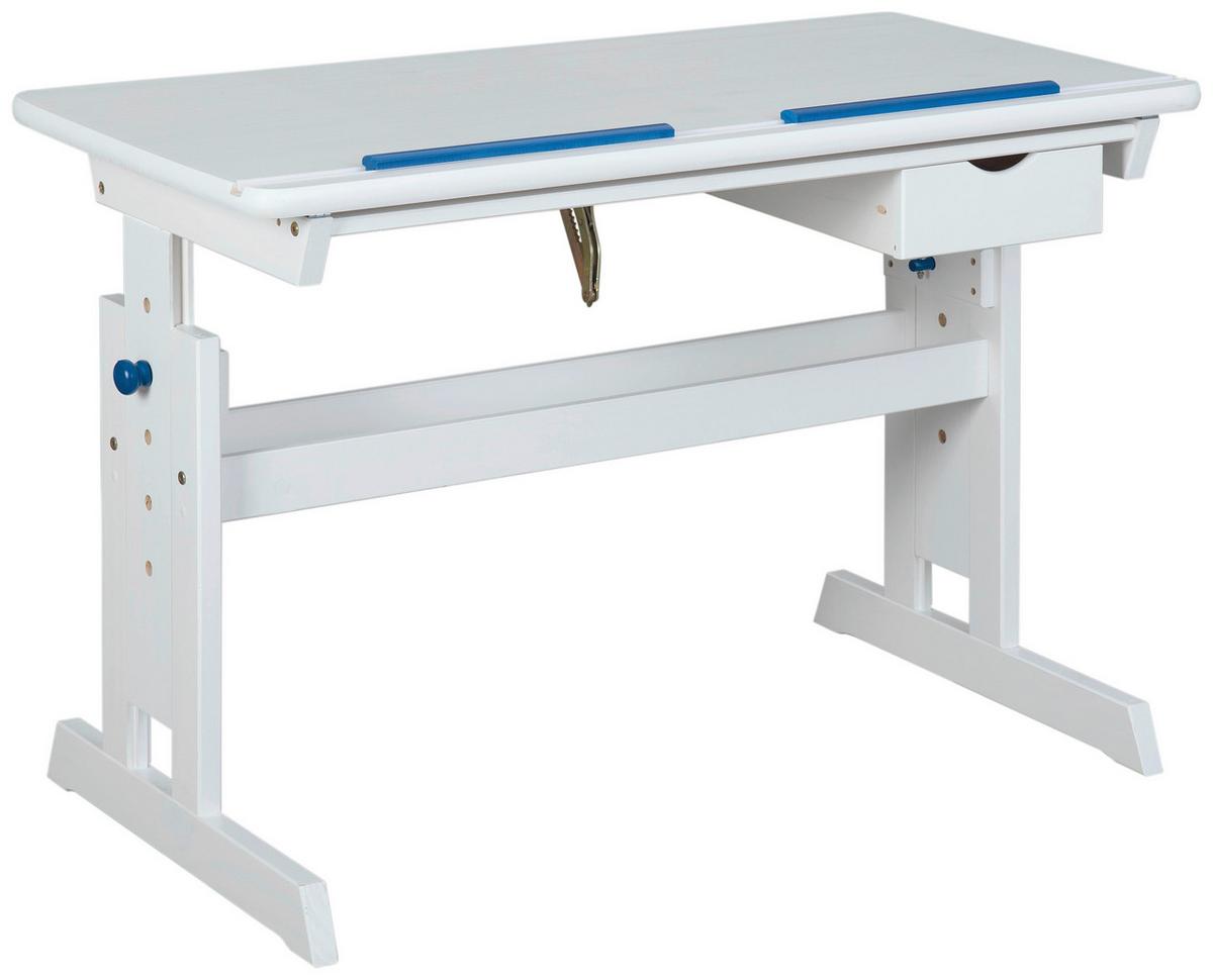 Jugendschreibtisch Baru Weiß/Rosa/Blau - Blau/Rosa, Basics, Holz/Holzwerkstoff (109/55/63-96cm) - MID.YOU