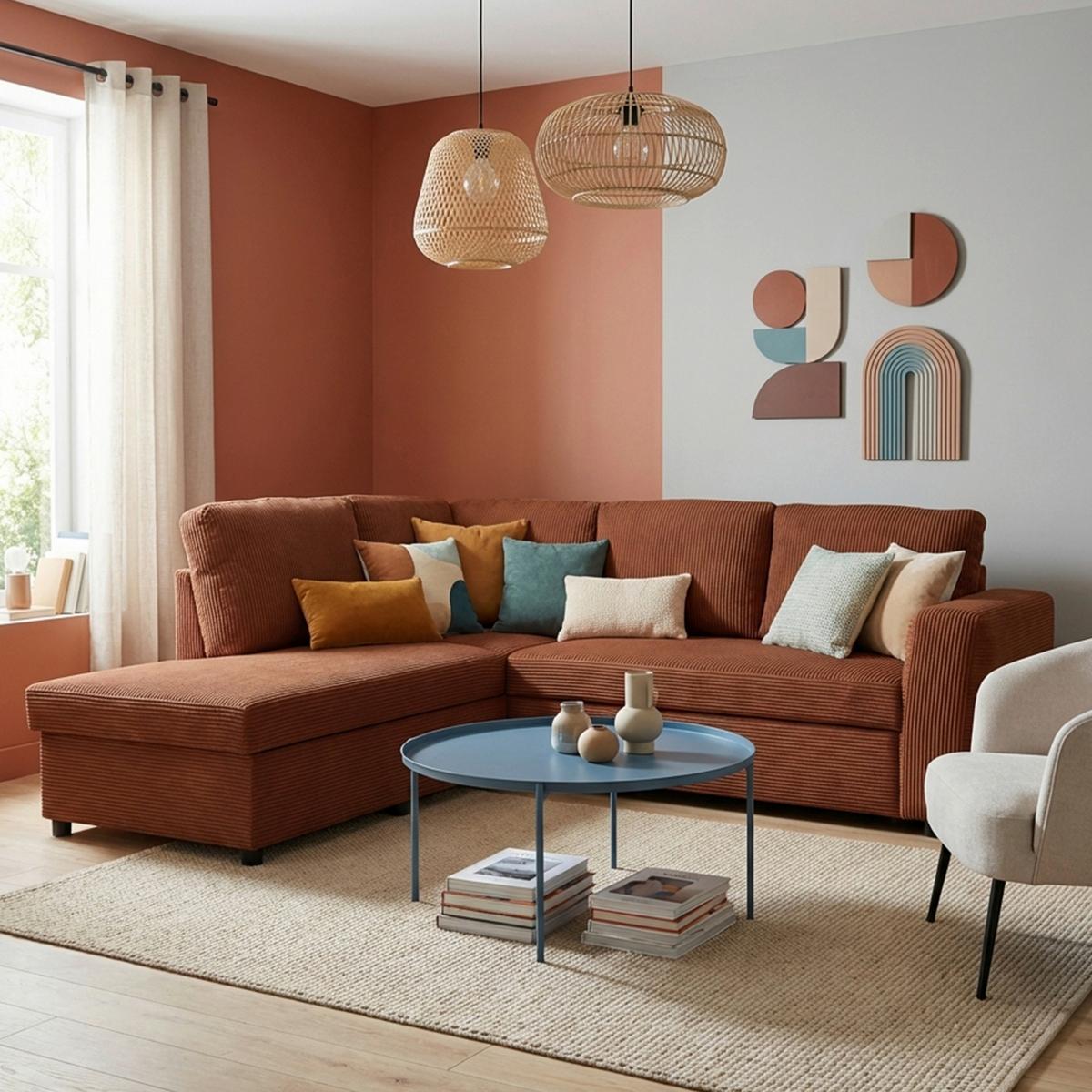 Coltar TOULOUSE - teracotă, Trend, lemn/metal (206/224cm)