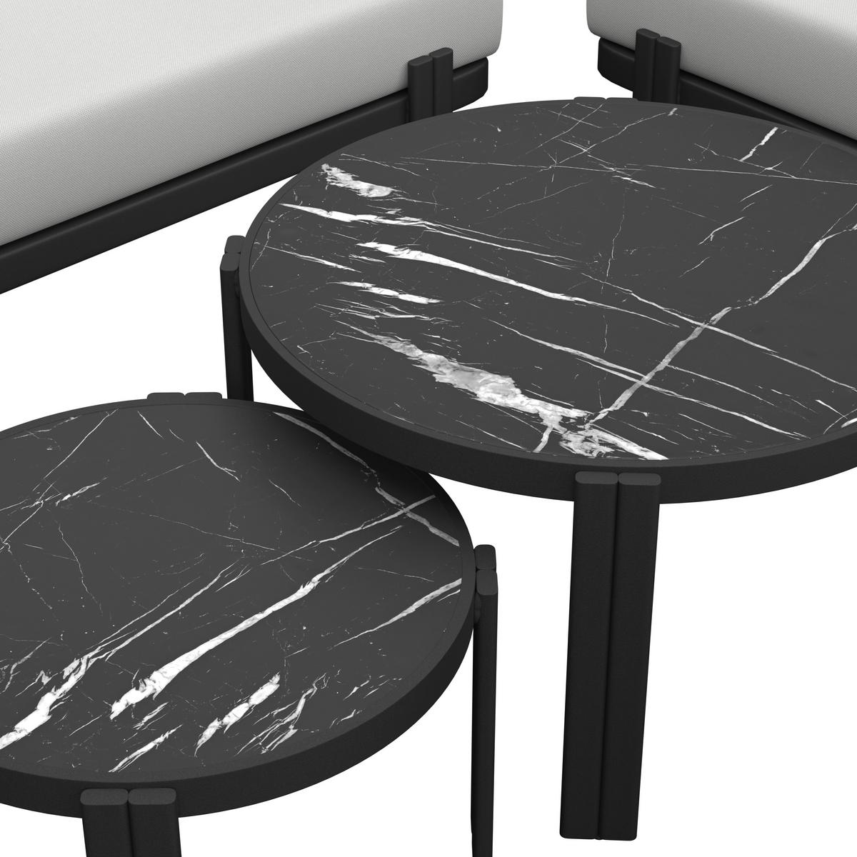 Loungegarnitur Cherry Hellgrau Outdoorstoff/Metall - Hellgrau/Schwarz, MODERN, Kunststoff/Textil (265/73,5/265cm) - Bessagi Garden