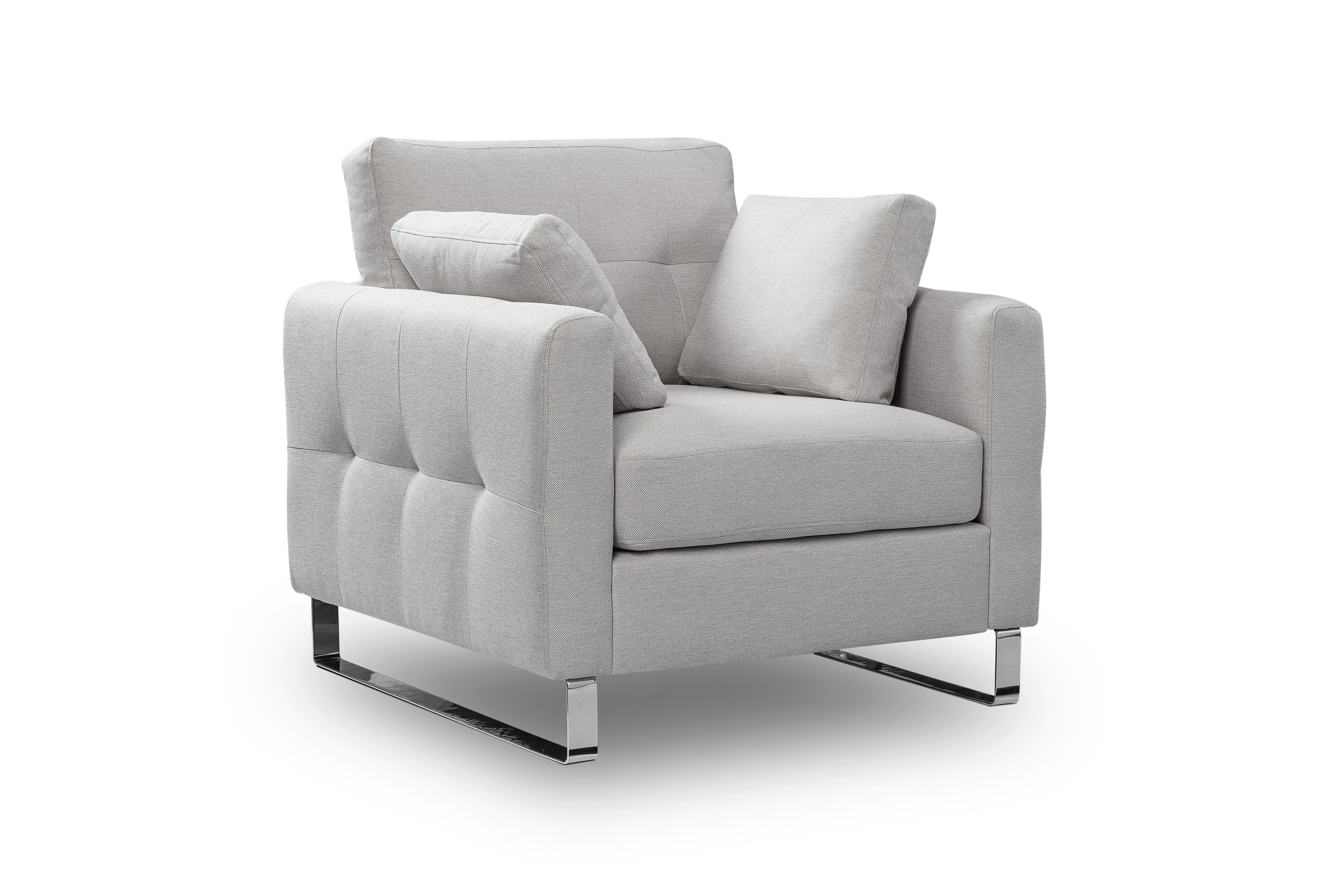 1,5-Sitzer-Sofa Hera Hellgrau - Chromfarben/Hellgrau, Basics, Holz/Textil (93/92cm) - MID.YOU