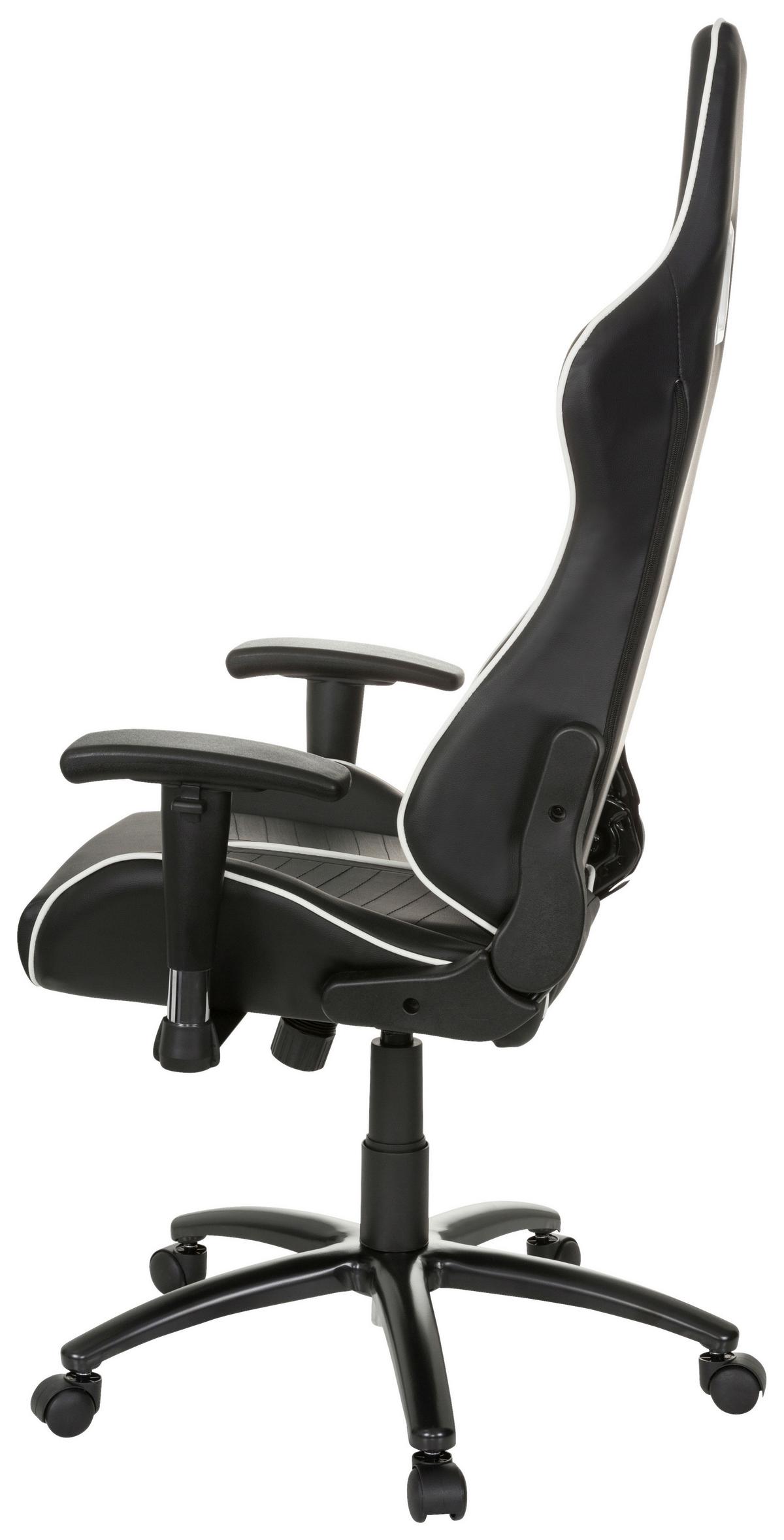 Gaming Stol League Pro, Črna, Bela - črna/bela, Moderno, kovina/umetna masa (72/138/63cm) - MID.YOU