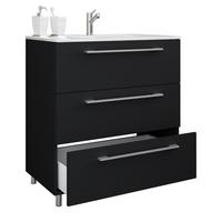 Kombiniran Umivalnik Schubo, Črna - črna/bela, Moderno, kovina/leseni material (60cm) - MID.YOU