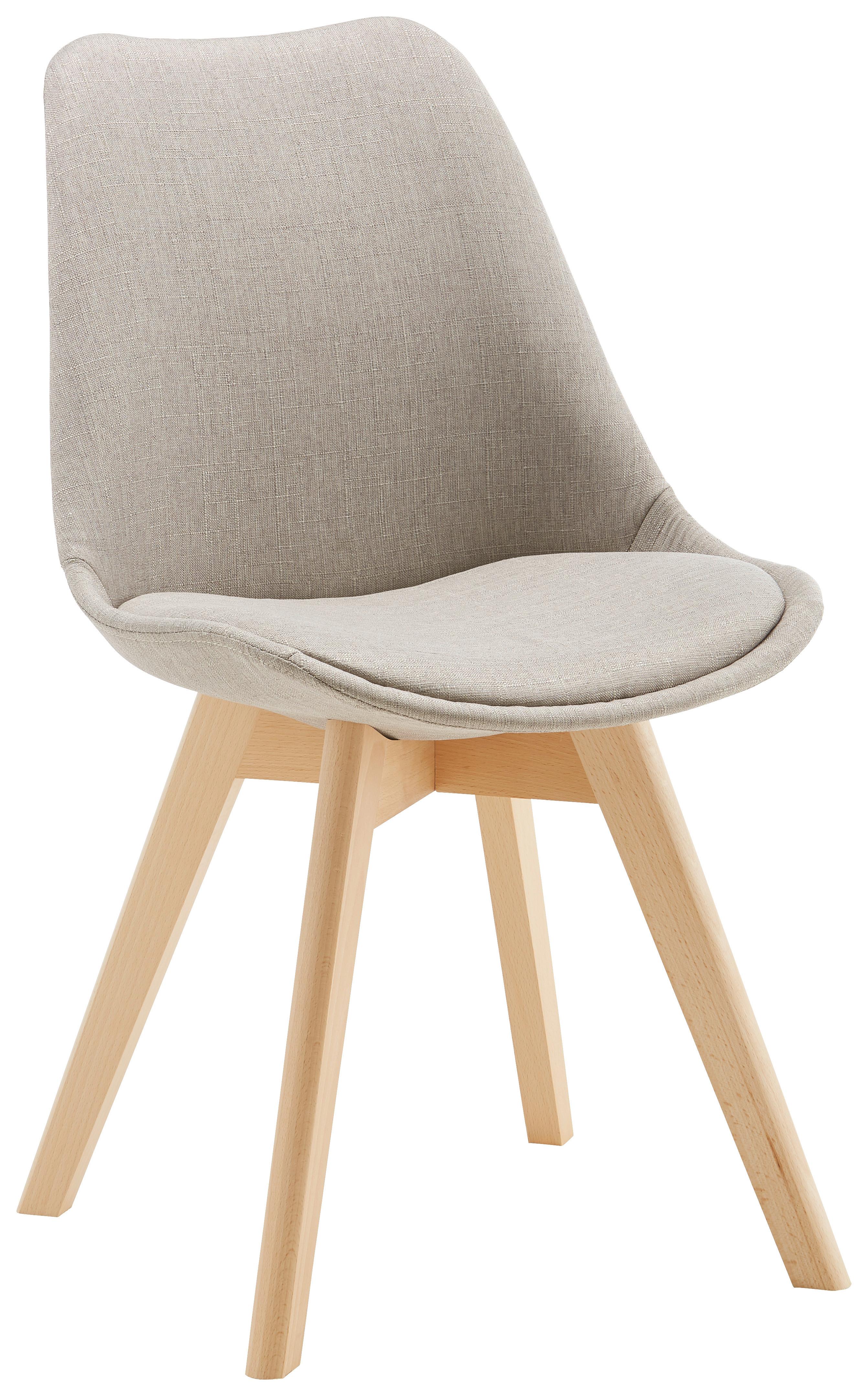 Stuhl Rocksi Hellgrau Webstoff Echtholz Beine - Buchefarben/Hellgrau, MODERN, Holz/Kunststoff (43/82,5/43cm) - Bessagi Home