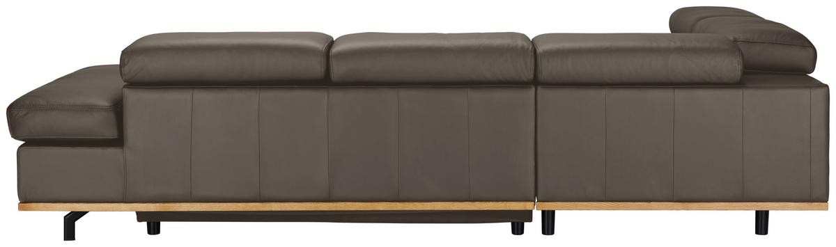 Wohnlandschaft Carmen rechts Dunkelgrau - Dunkelgrau/Schwarz, MODERN, Leder/Holz (292/72/226cm) - Premium Living